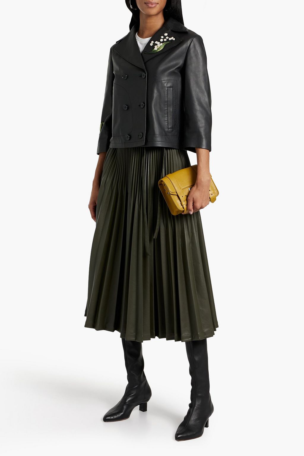 REDVALENTINO Double-breasted embroidered leather jacket