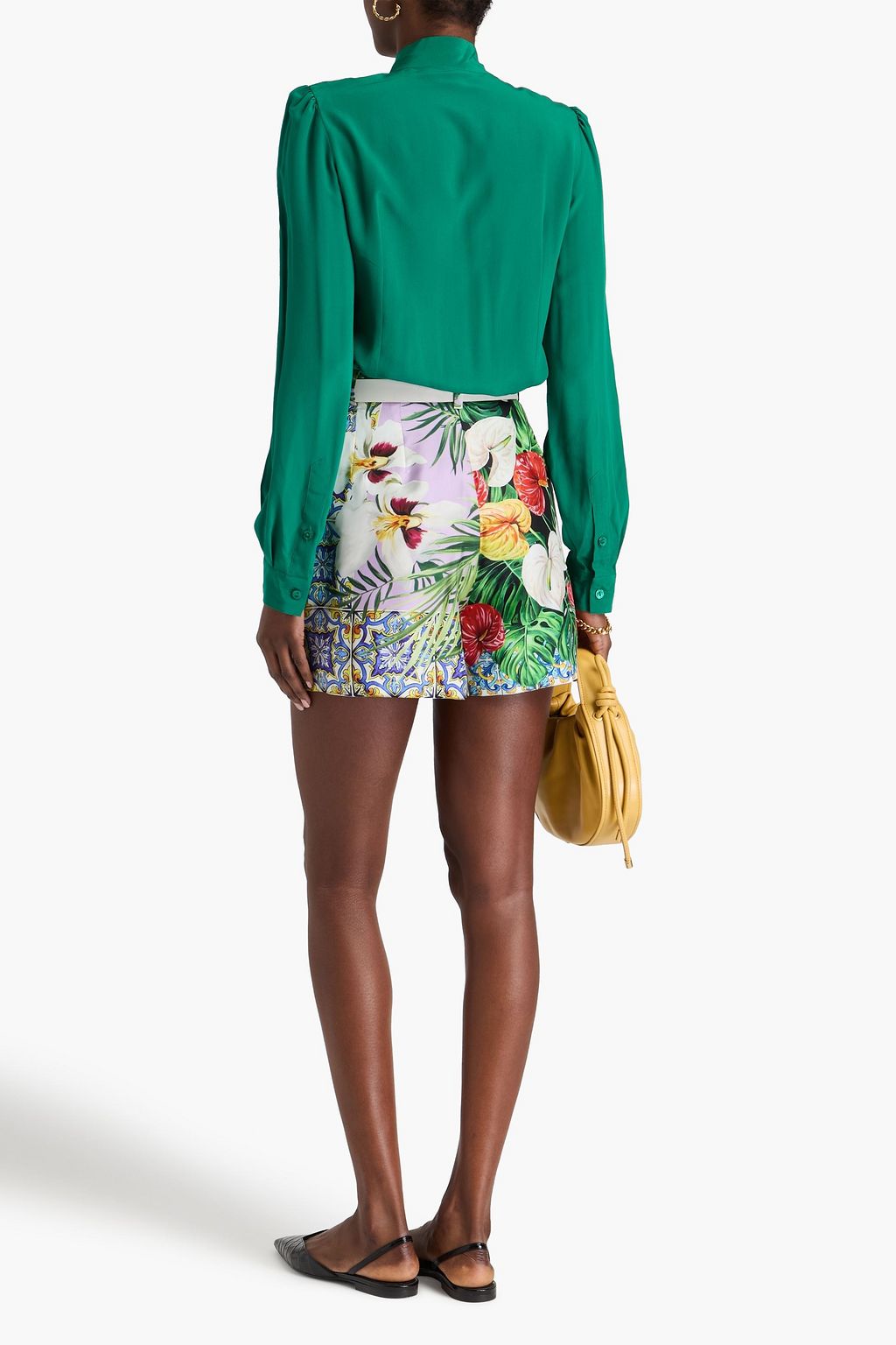DOLCE&GABBANA シルクツイル ショートパンツ プリント入り