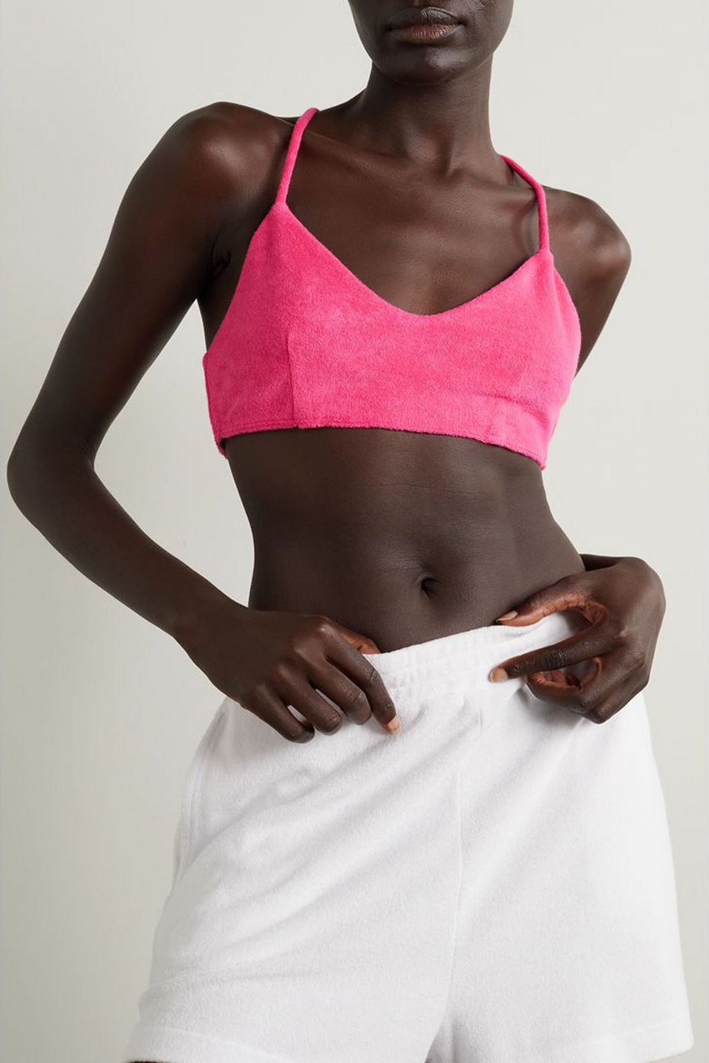WSLY Cotton-blend terry sports bra
