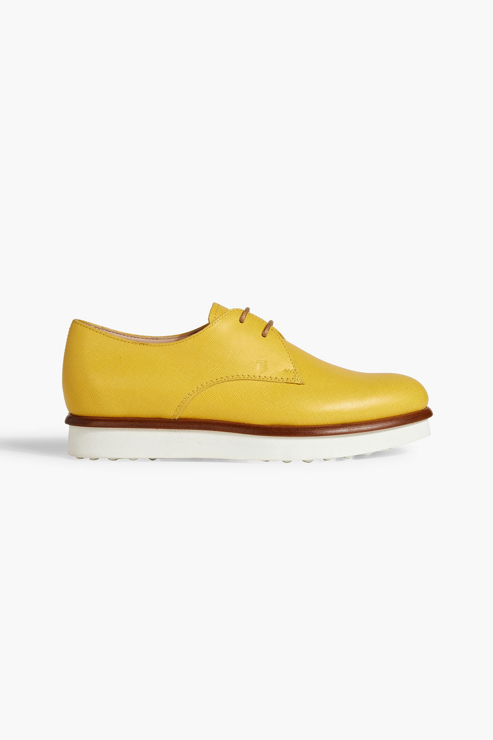 Tod's Textured-leather Brogues In Yellow