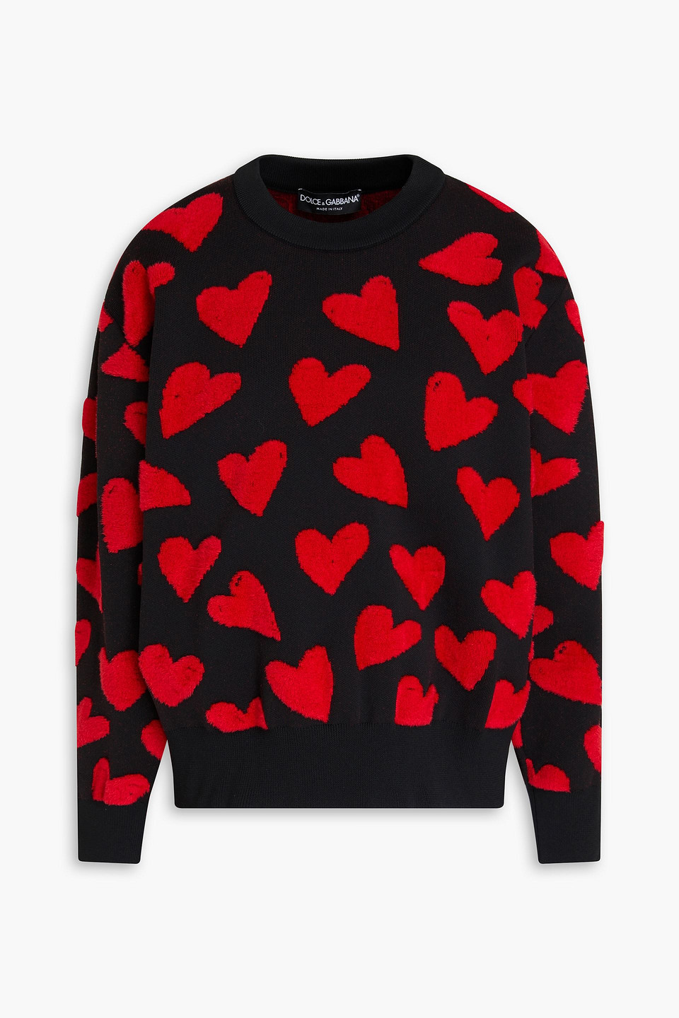 Dolce & Gabbana Pullover Aus Jacquard-strick In Black