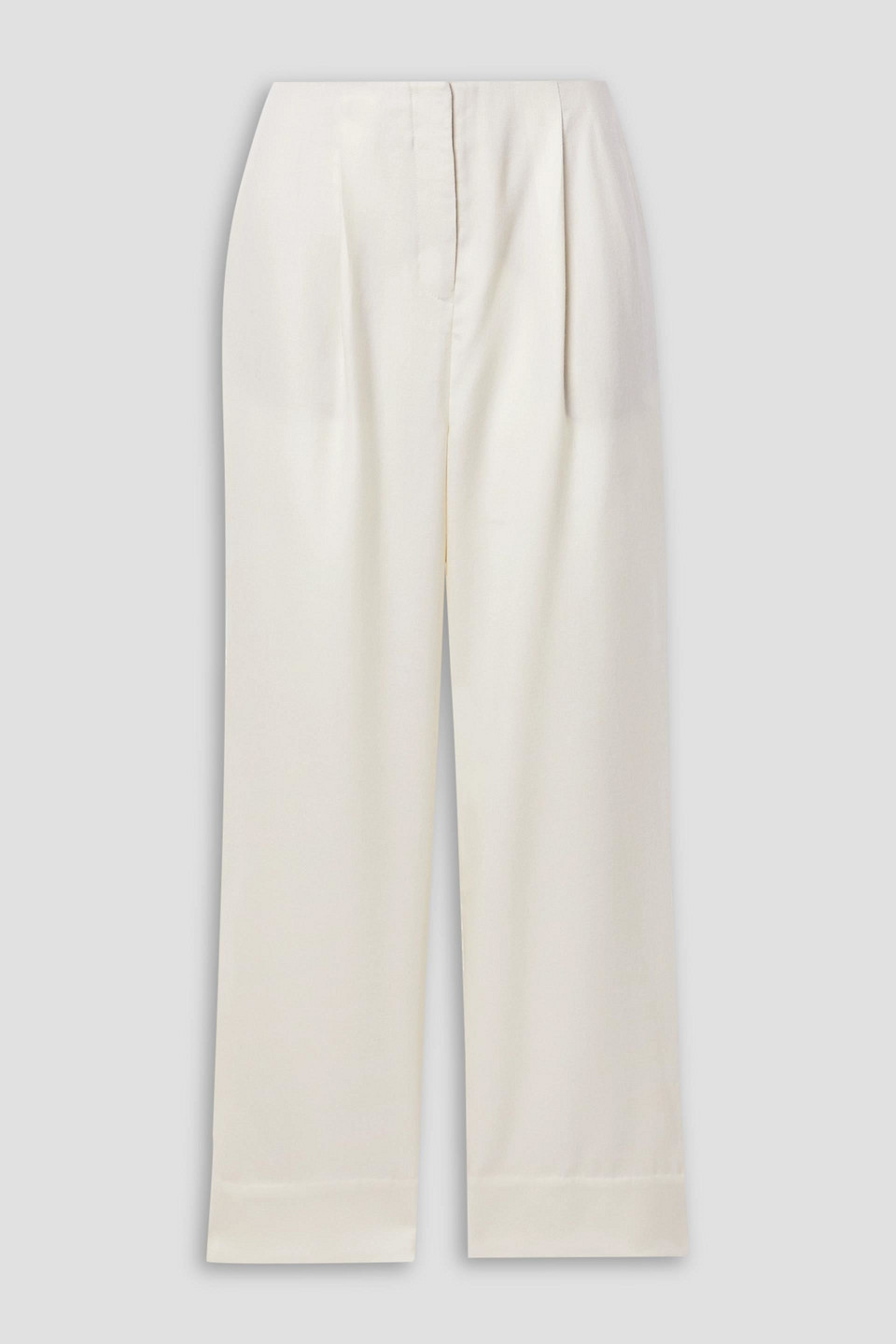 Interior The Man's Pleated Wool-blend Twill Wide-leg Pants In Ivory