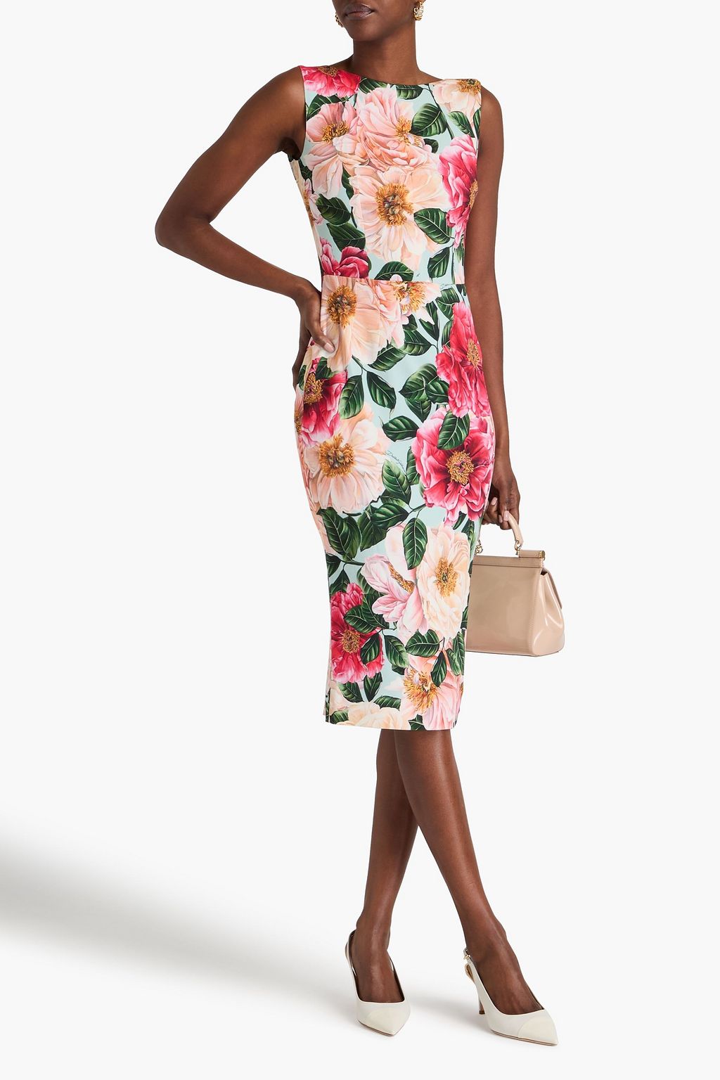 DOLCE&GABBANA Floral-print crepe midi dress