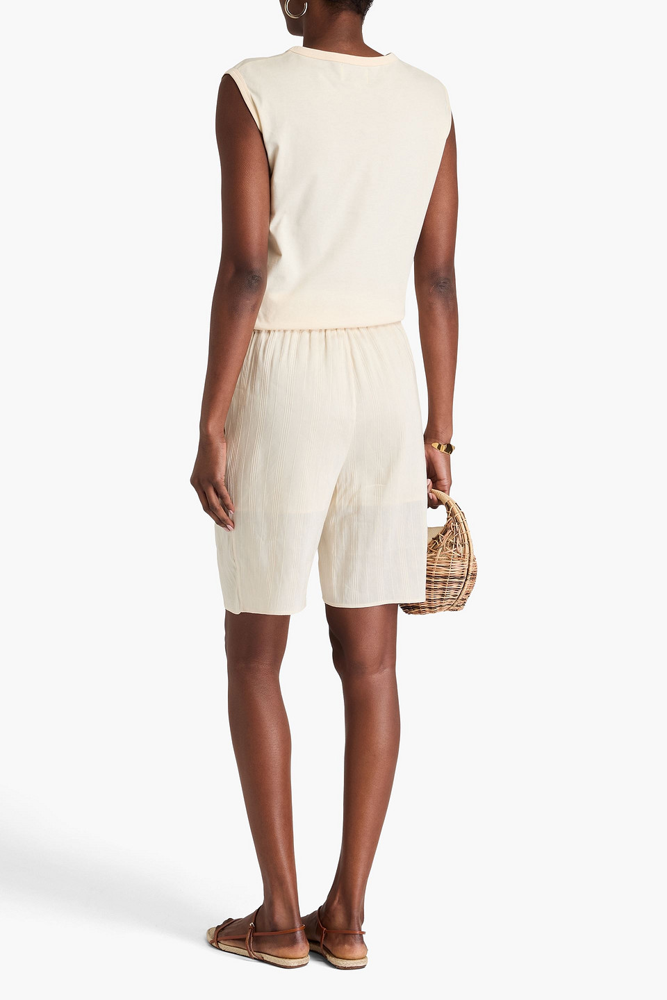 Loulou Studio Andra Linen And Silk-blend Shorts In Ivory
