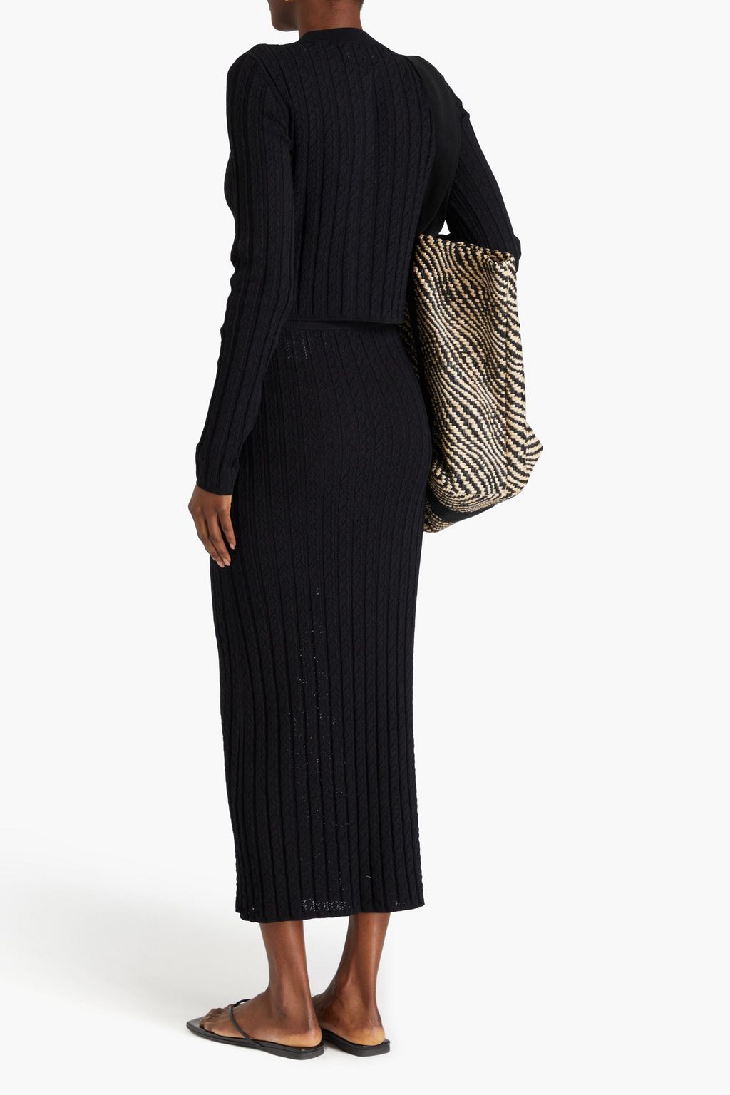 LOULOU STUDIO Dera ribbed pointelle-knit midi skirt