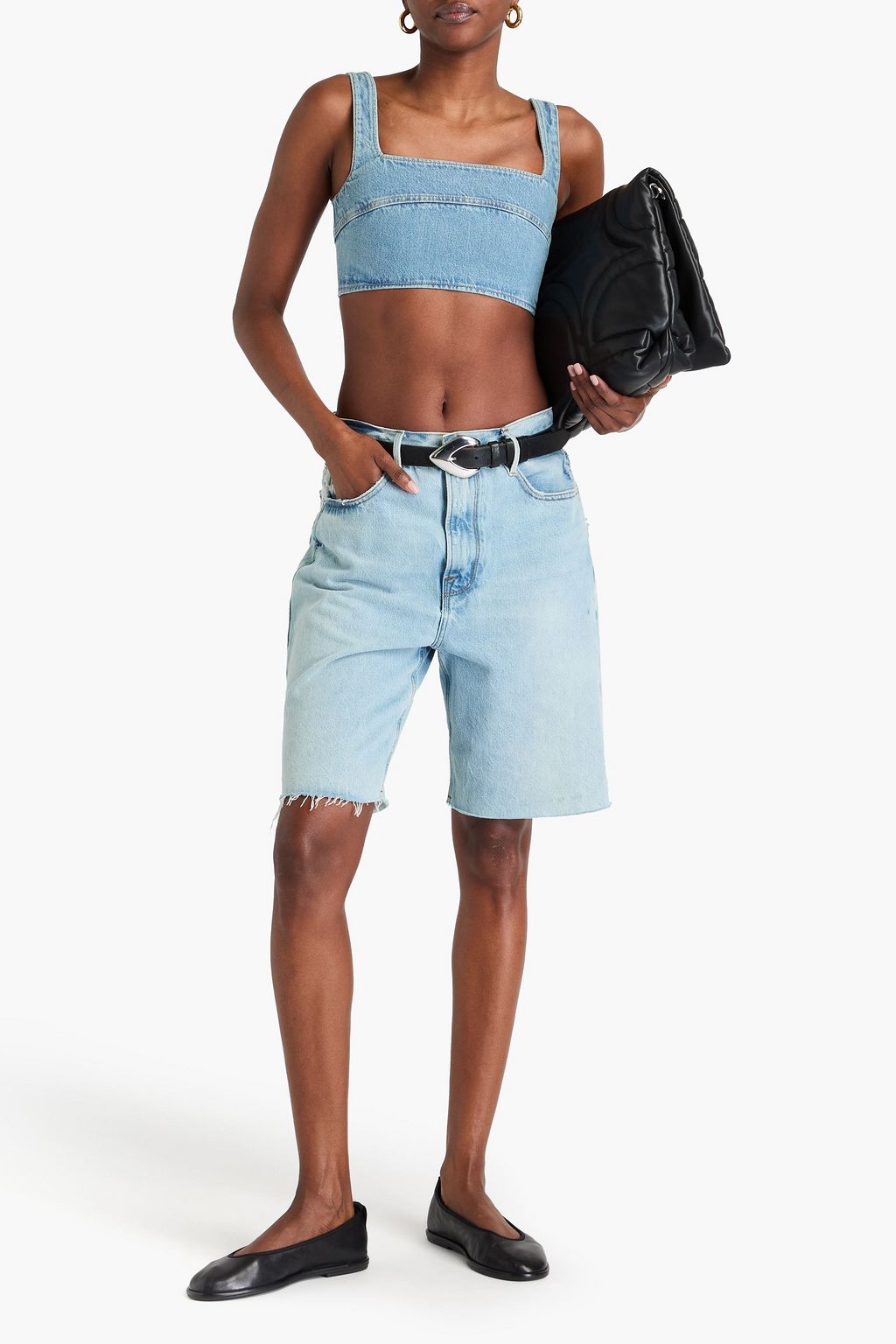 LOULOU STUDIO Anet Cropped Oberteil aus Denim