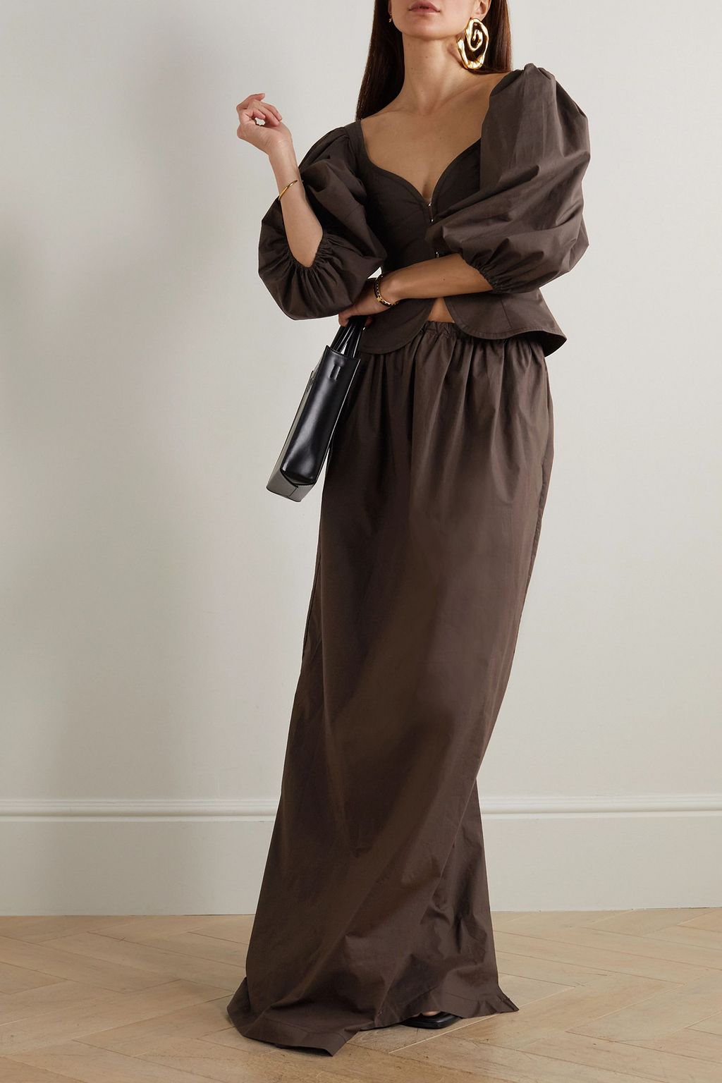 BEARE PARK Gathered cotton maxi skirt