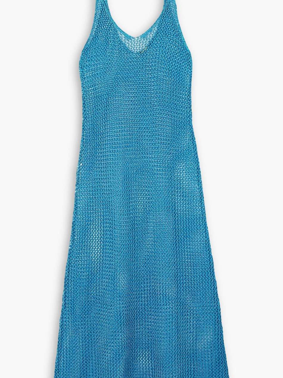paul metallic crochet-knit midi dress