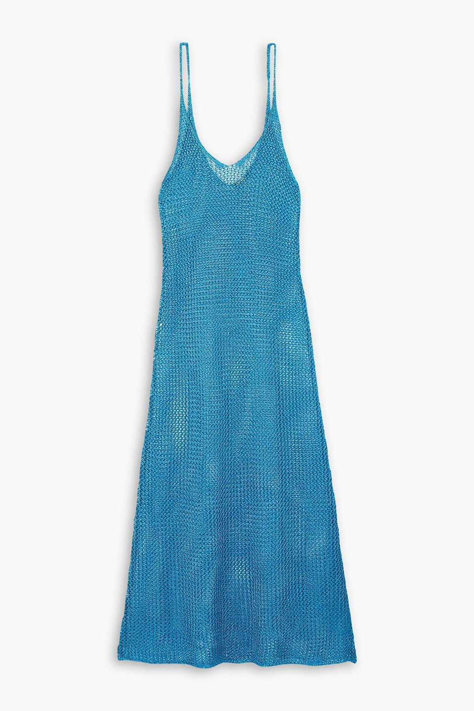 Dodo Bar Or Paul Metallic Crochet-knit Midi Dress In Blue