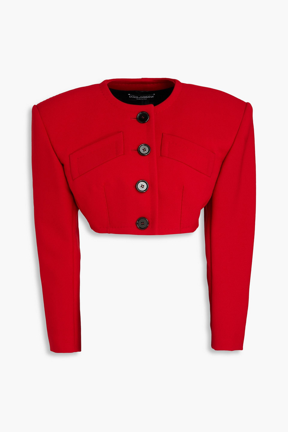 Dolce & Gabbana Cropped Wool-blend Crepe Blazer In Red