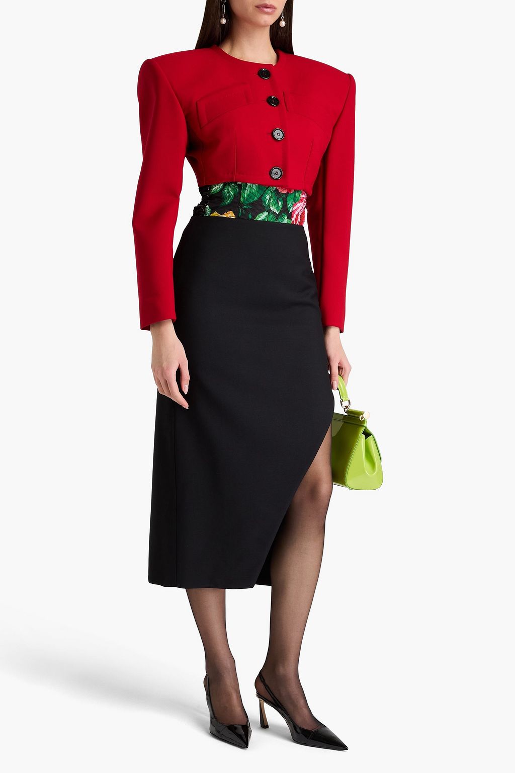 DOLCE&GABBANA بليزر قصير من الكريب المصنوع من مزيج الصوف