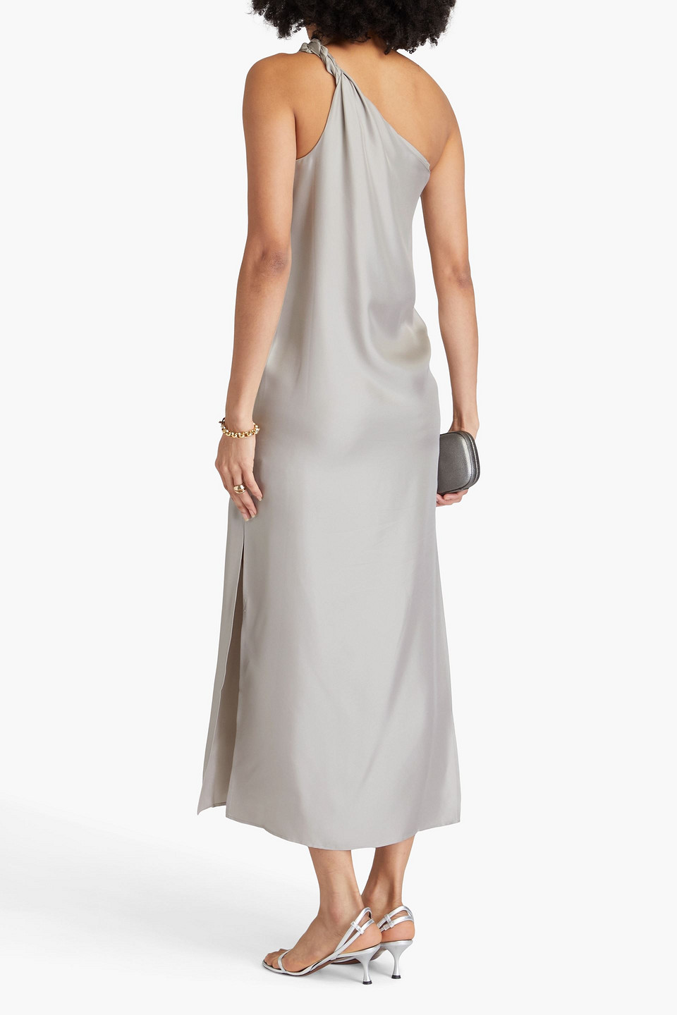 LOULOU STUDIO ADELA ONE-SHOULDER SILK-TWILL MIDI DRESS