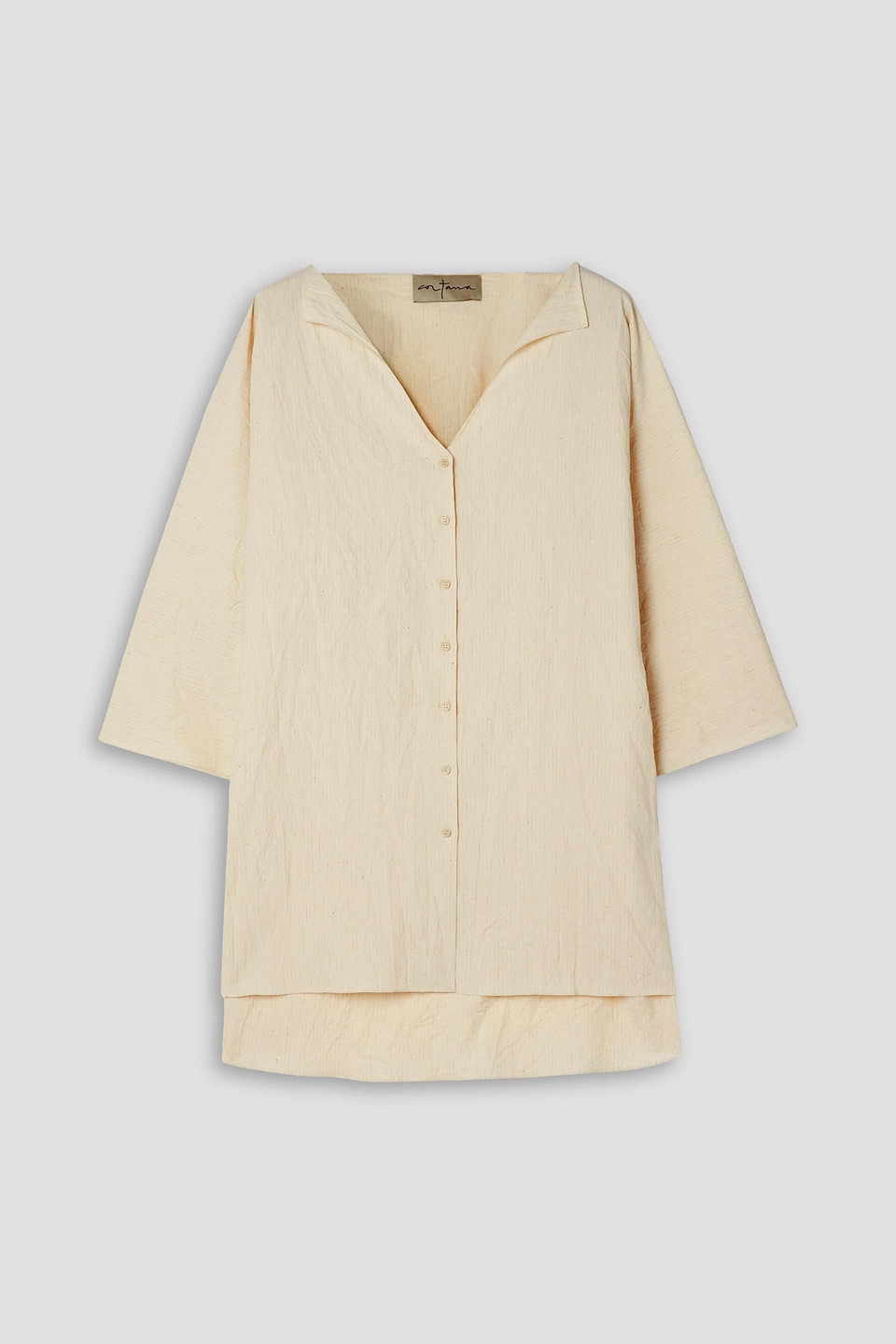 Cortana Gilda Striped Cotton-blend Shirt In Ecru