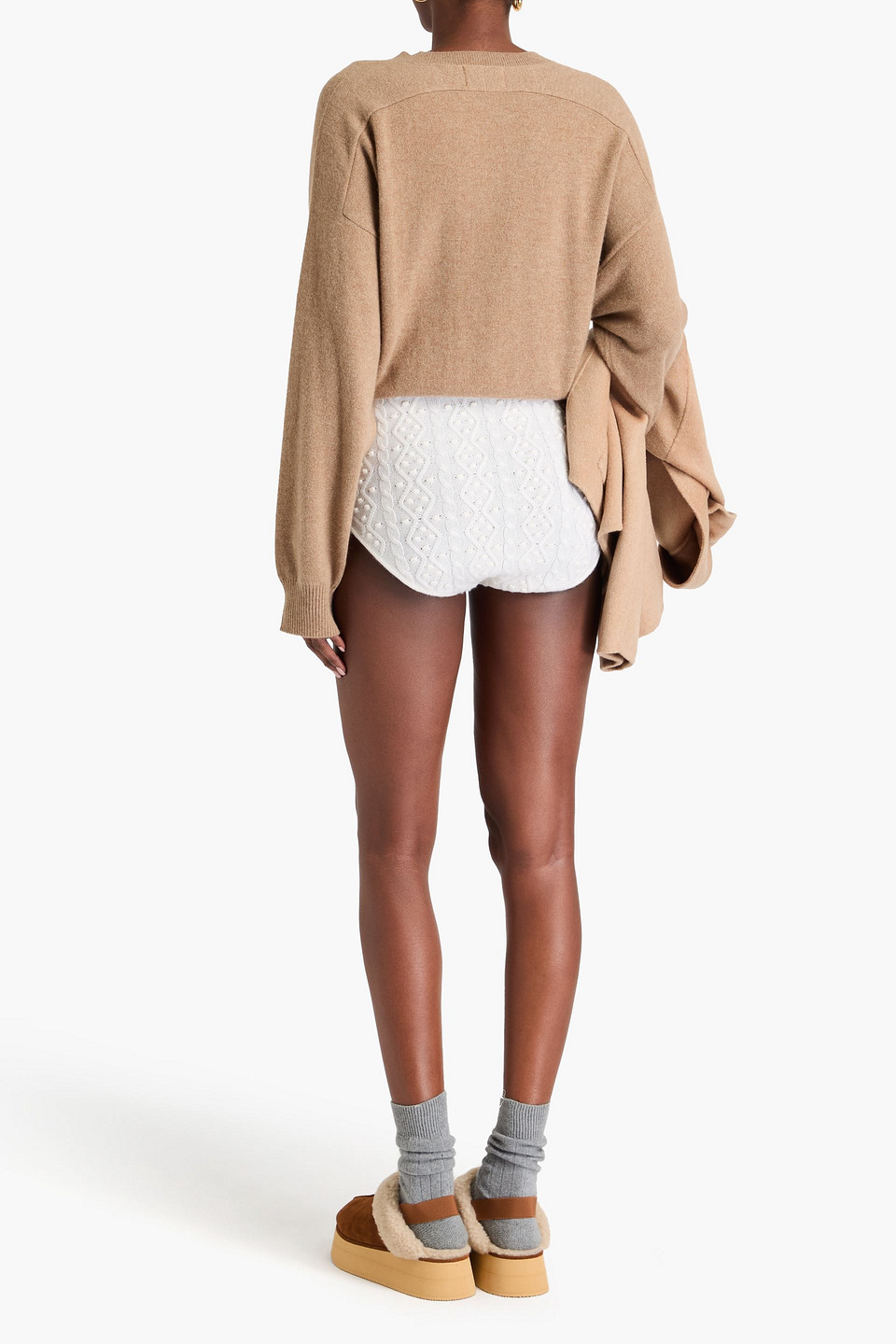 LOULOU STUDIO ABELIA CABLE-KNIT WOOL AND CASHMERE-BLEND SHORTS