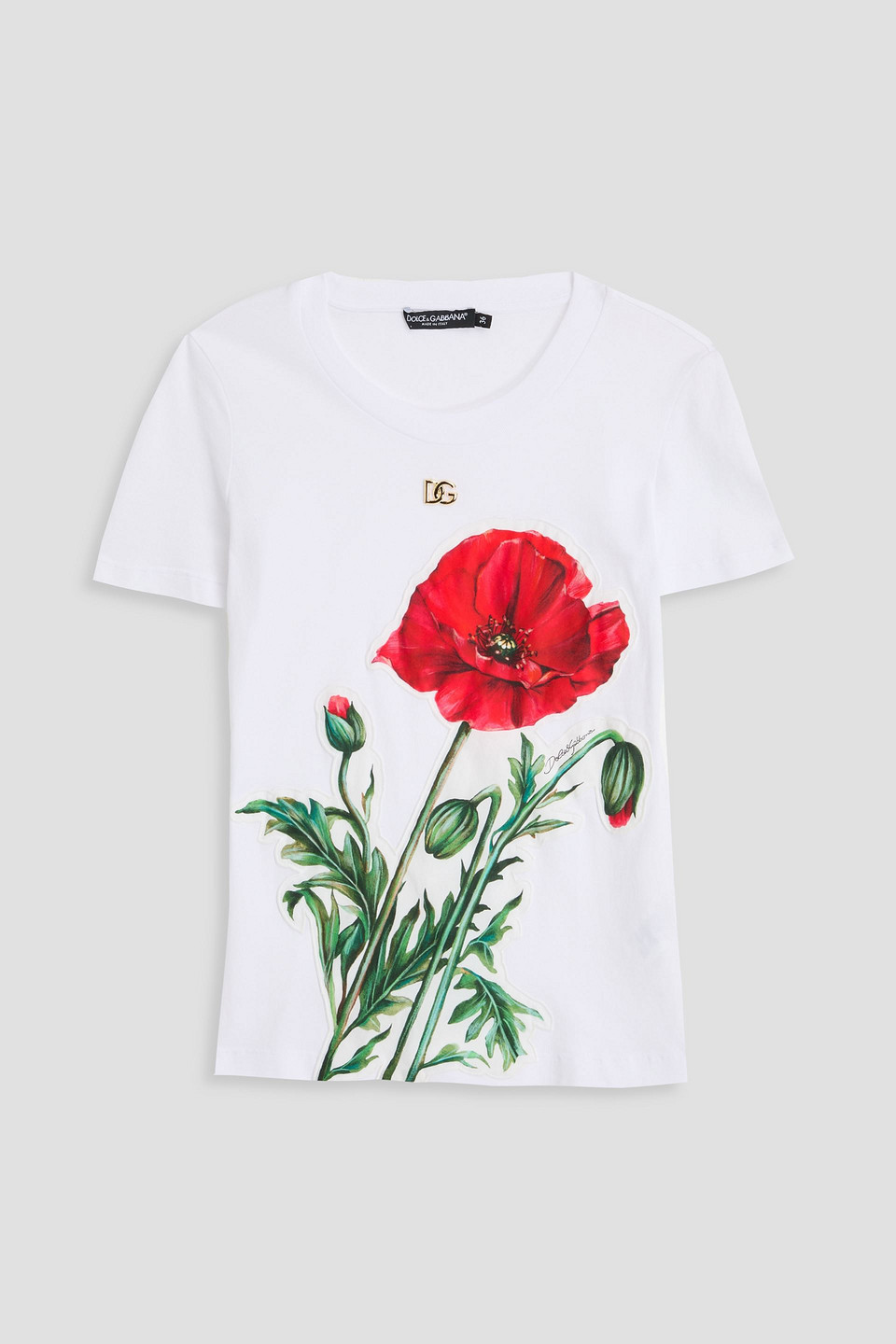 Dolce & Gabbana T-shirt Aus Baumwoll-jersey Mit Floralem Print In White
