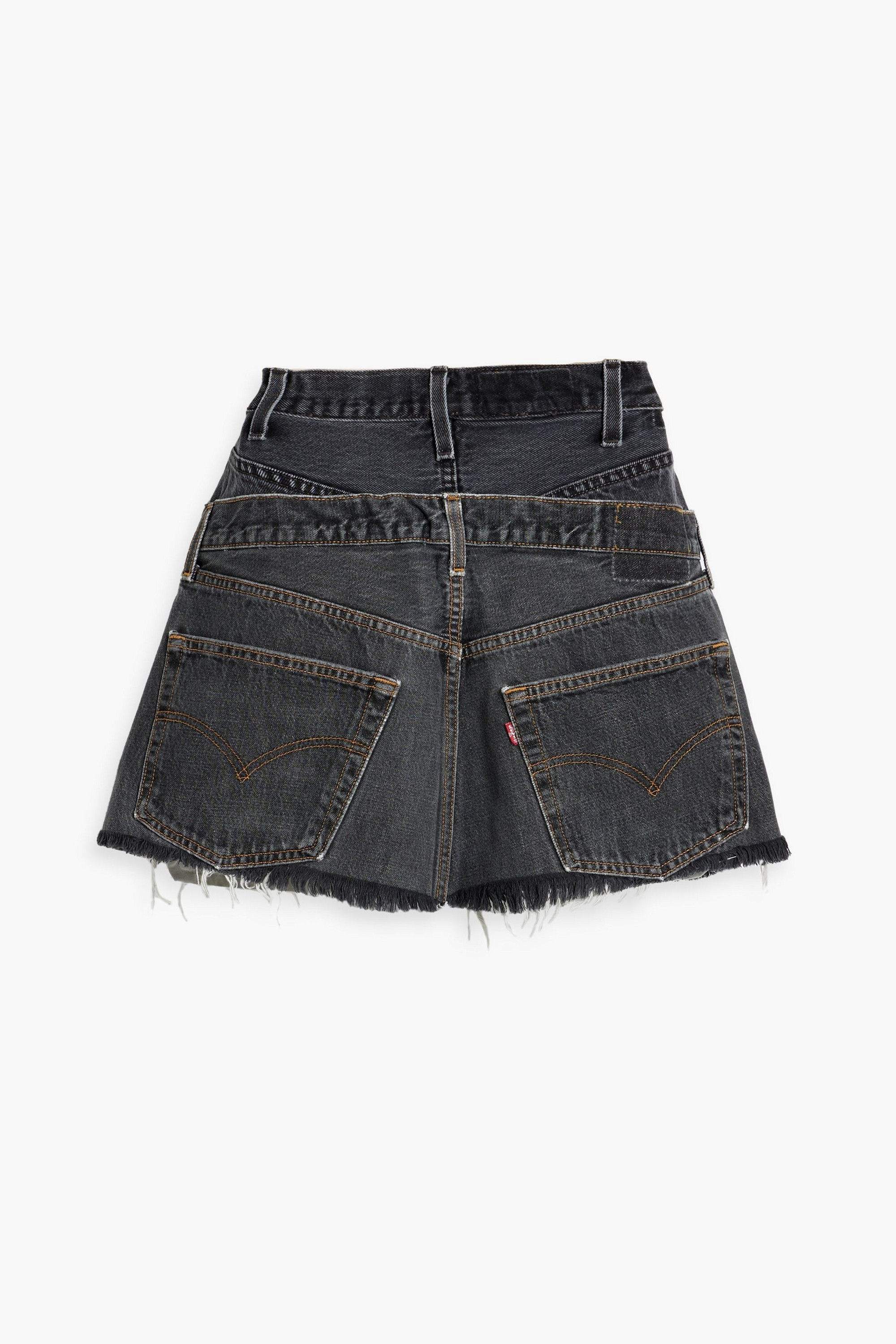 EB Denim Distressed denim mini skirt