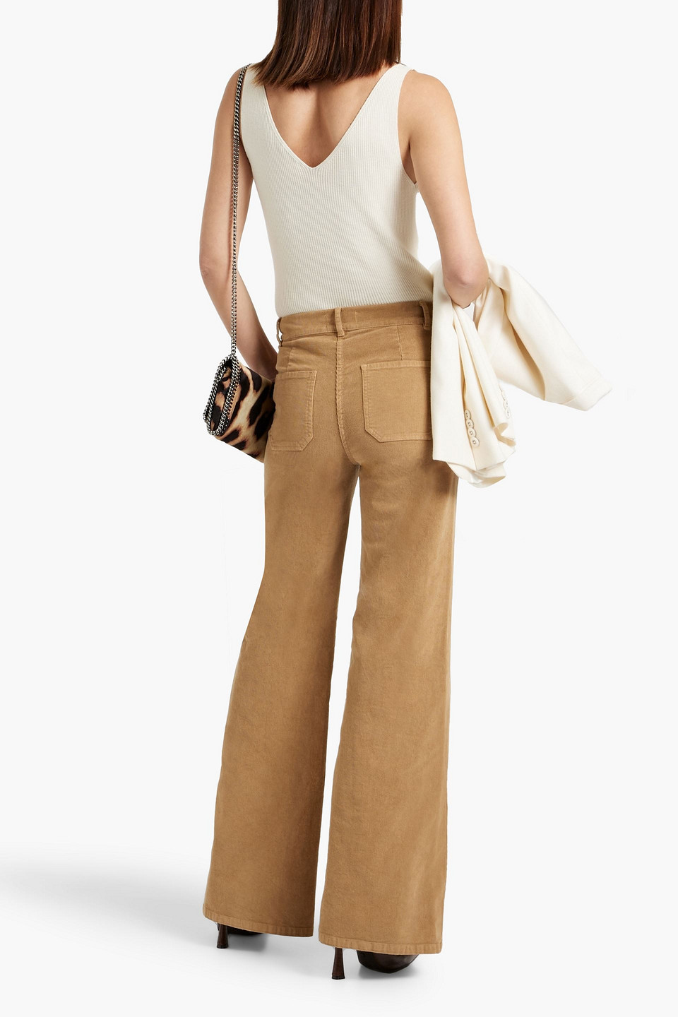 Nili Lotan Florence Cotton-blend Corduroy Flared Pants In Camel