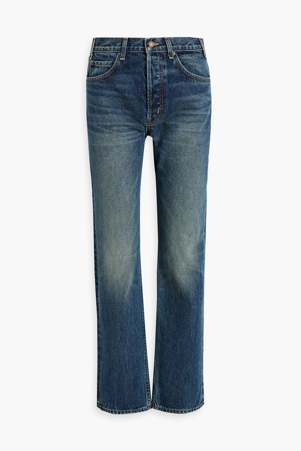 Nili Lotan Smith Faded High-rise Straight-leg Jeans In Mid Denim