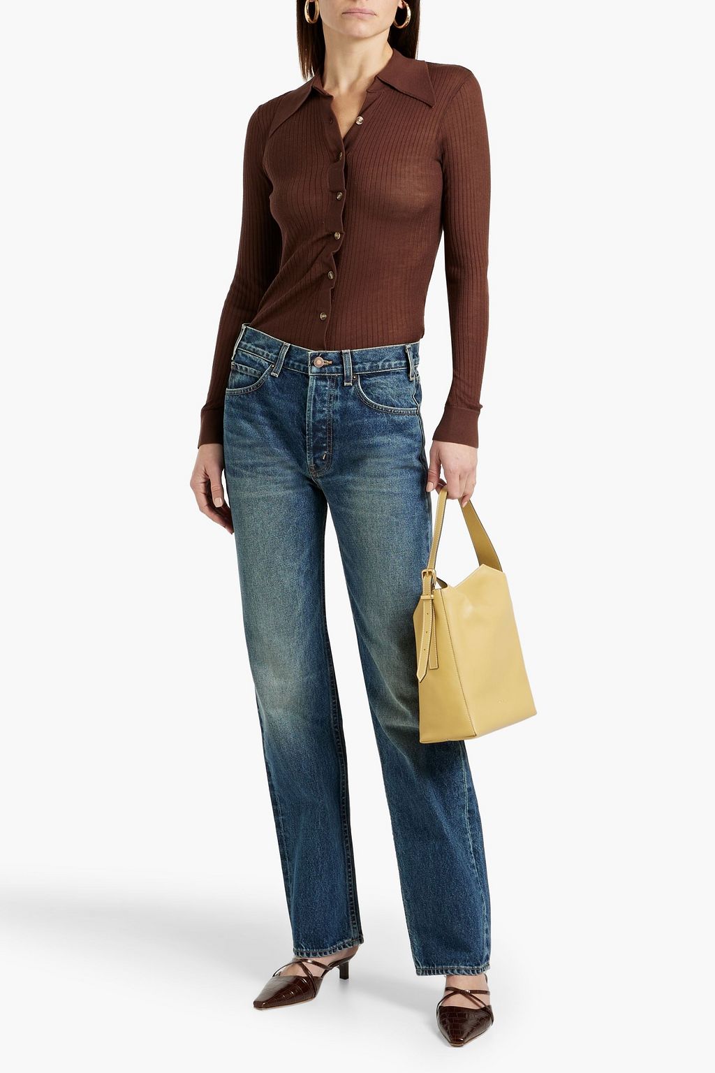 NILI LOTAN Smith faded high-rise straight-leg jeans