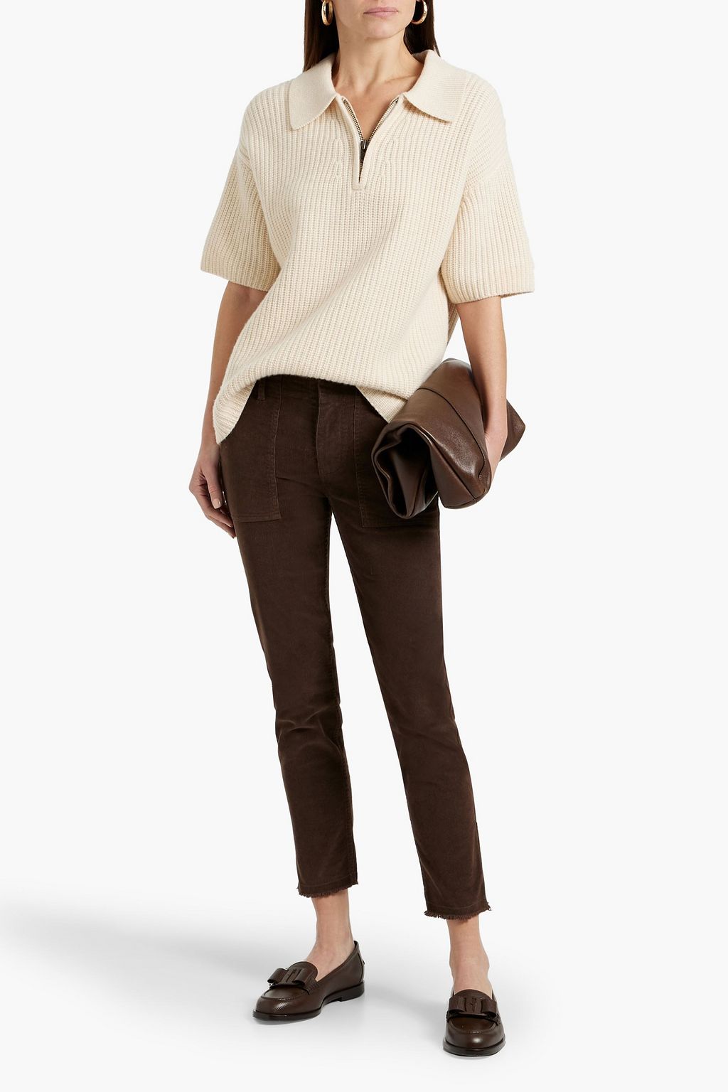 NILI LOTAN Jenna cropped cotton-blend corduroy slim-leg pants
