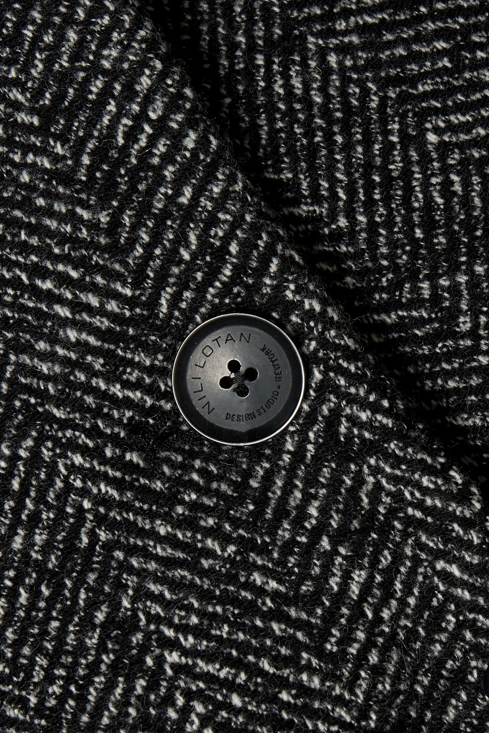 Nili Lotan Vincent Herringbone Wool-tweed Coat In Black