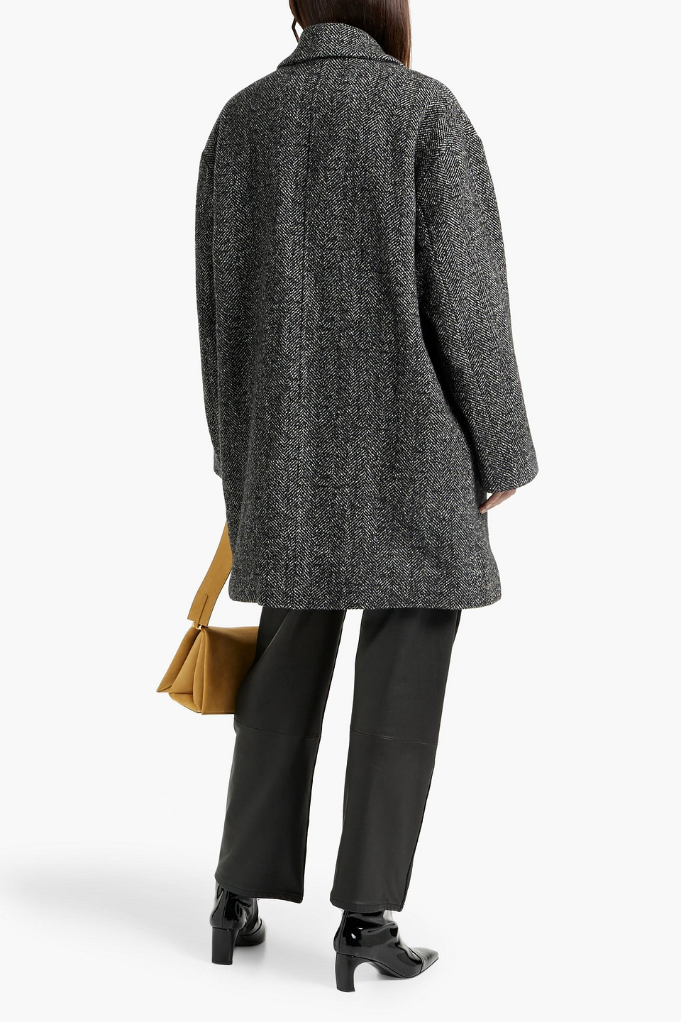 Nili Lotan Vincent Herringbone Wool-tweed Coat In Black