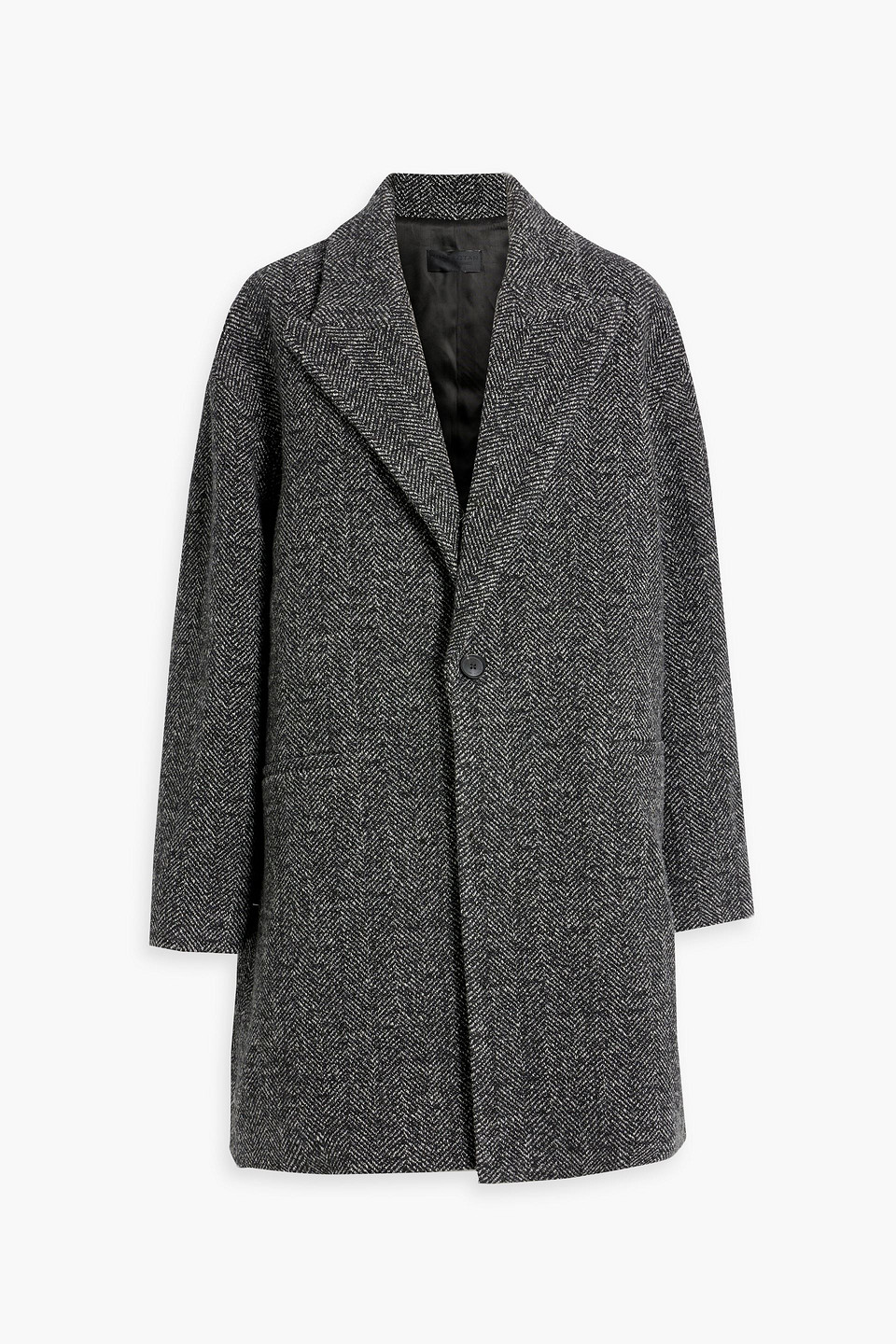 Nili Lotan Vincent Herringbone Wool-tweed Coat In Black