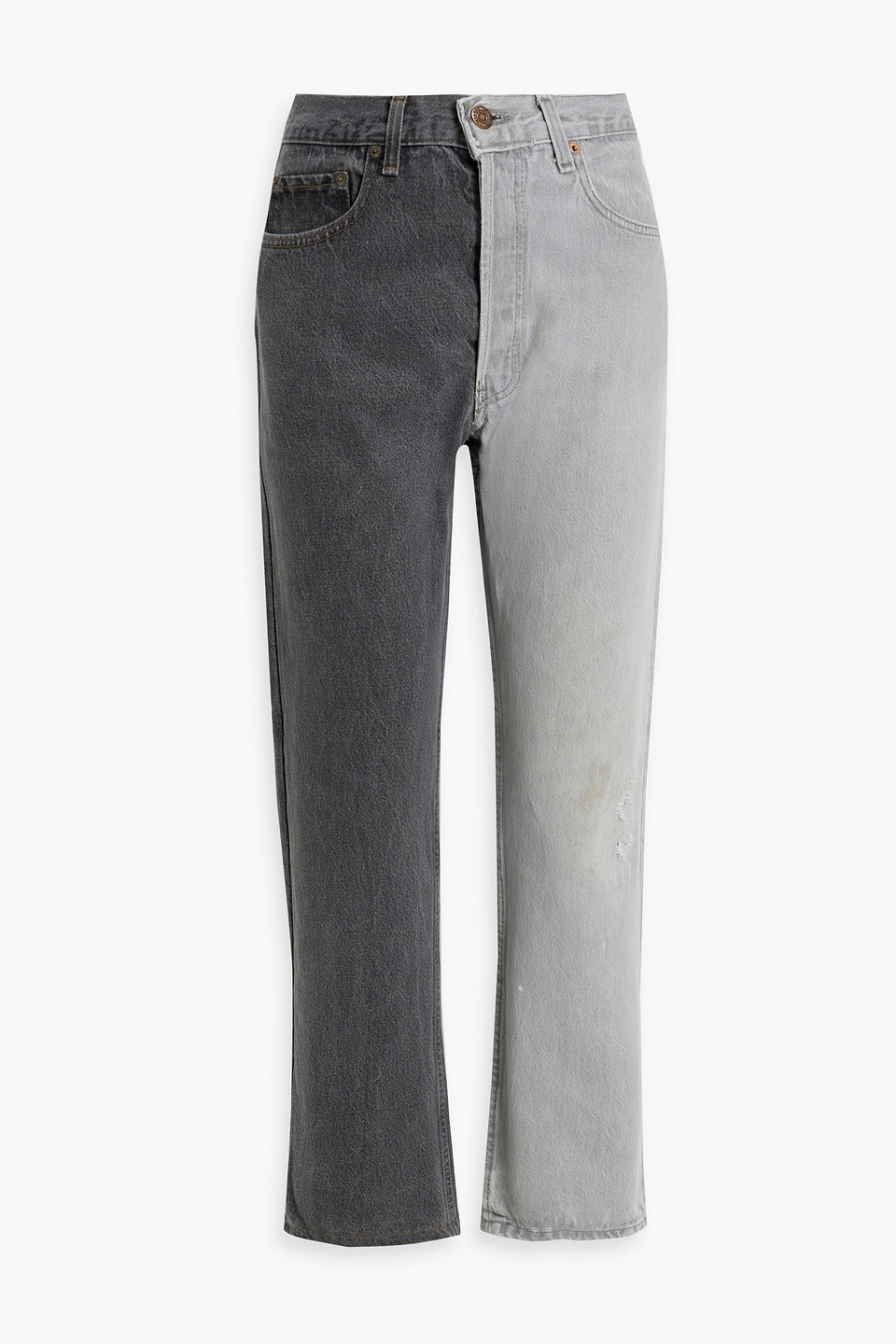 Eb Denim Winona Two-tone High-rise Straight-leg Jeans In Gray