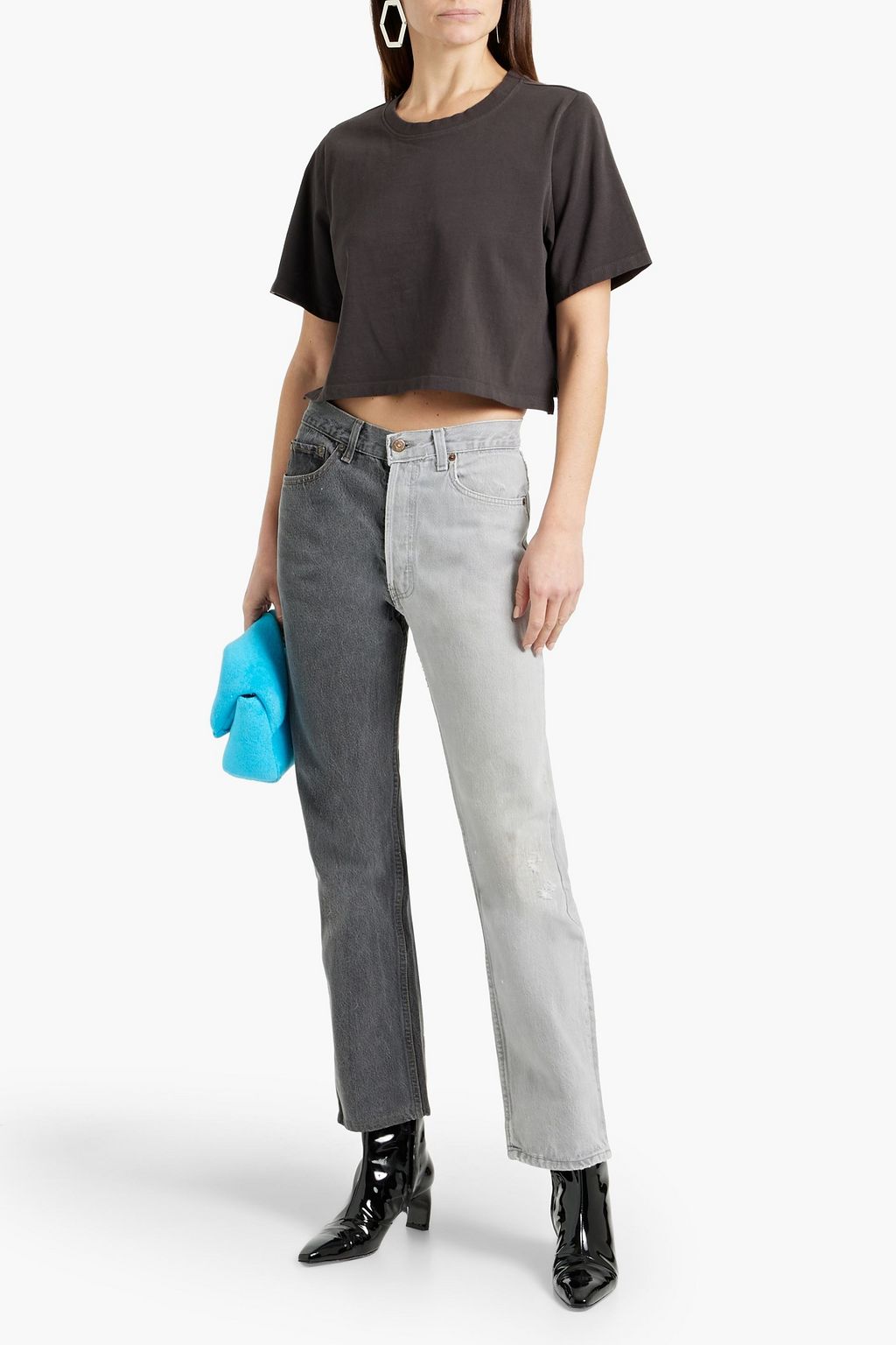 EB DENIM Winona two-tone high-rise straight-leg jeans