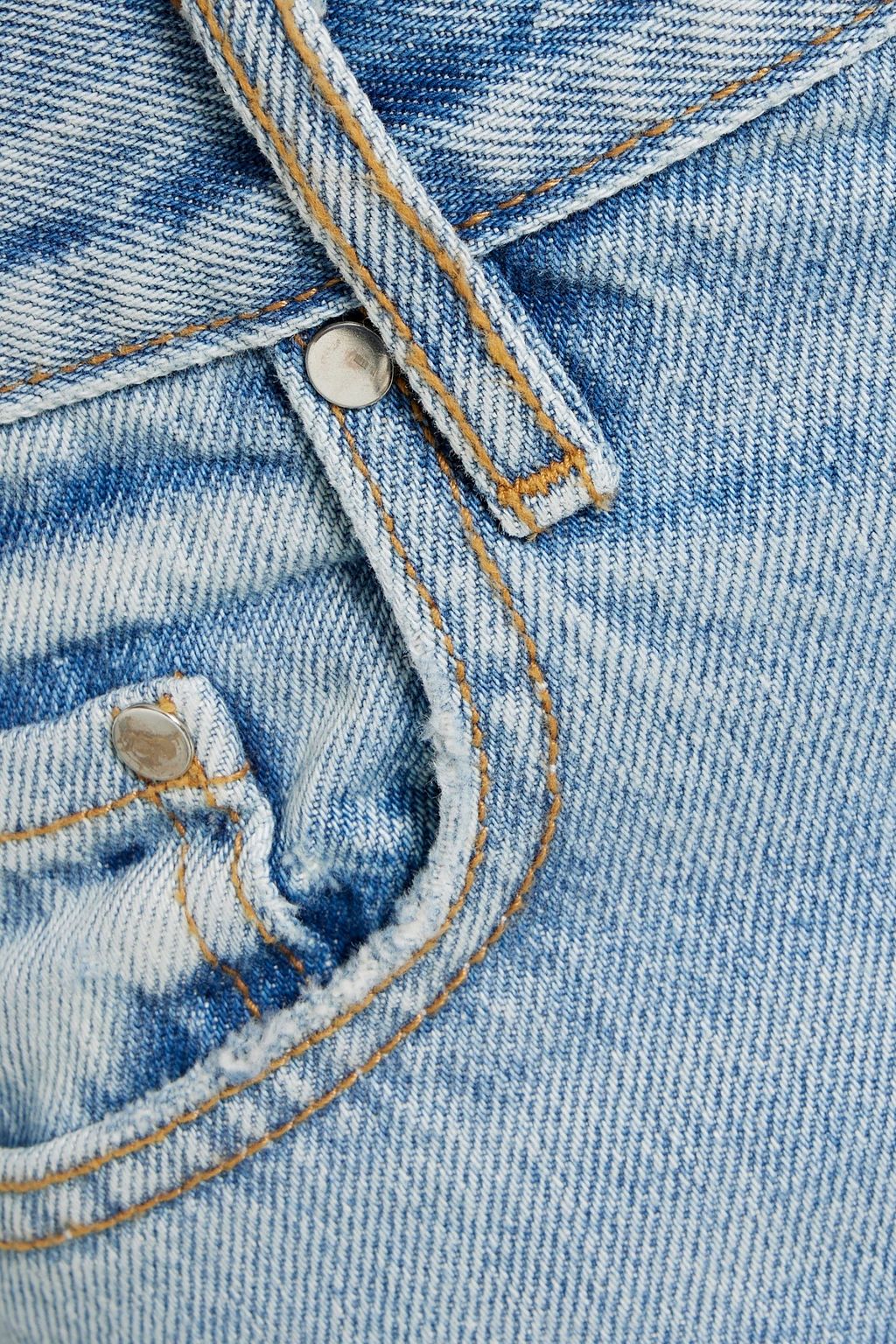 EB DENIM Distressed high-rise straight-leg jeans