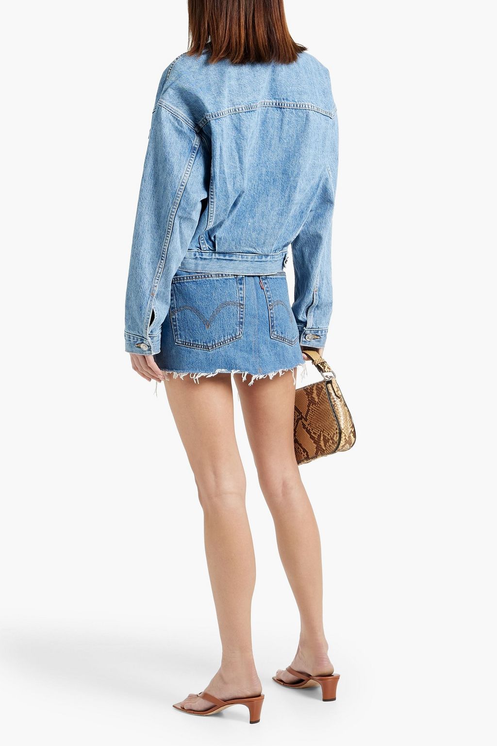EB DENIM Distressed denim mini skirt