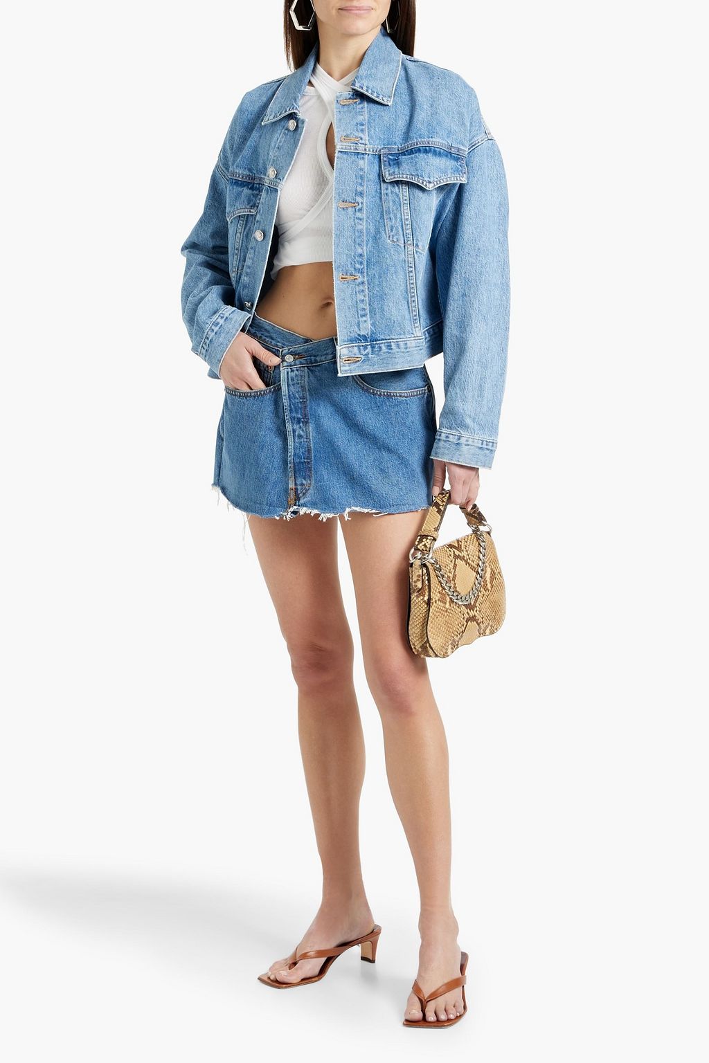 EB DENIM Distressed denim mini skirt
