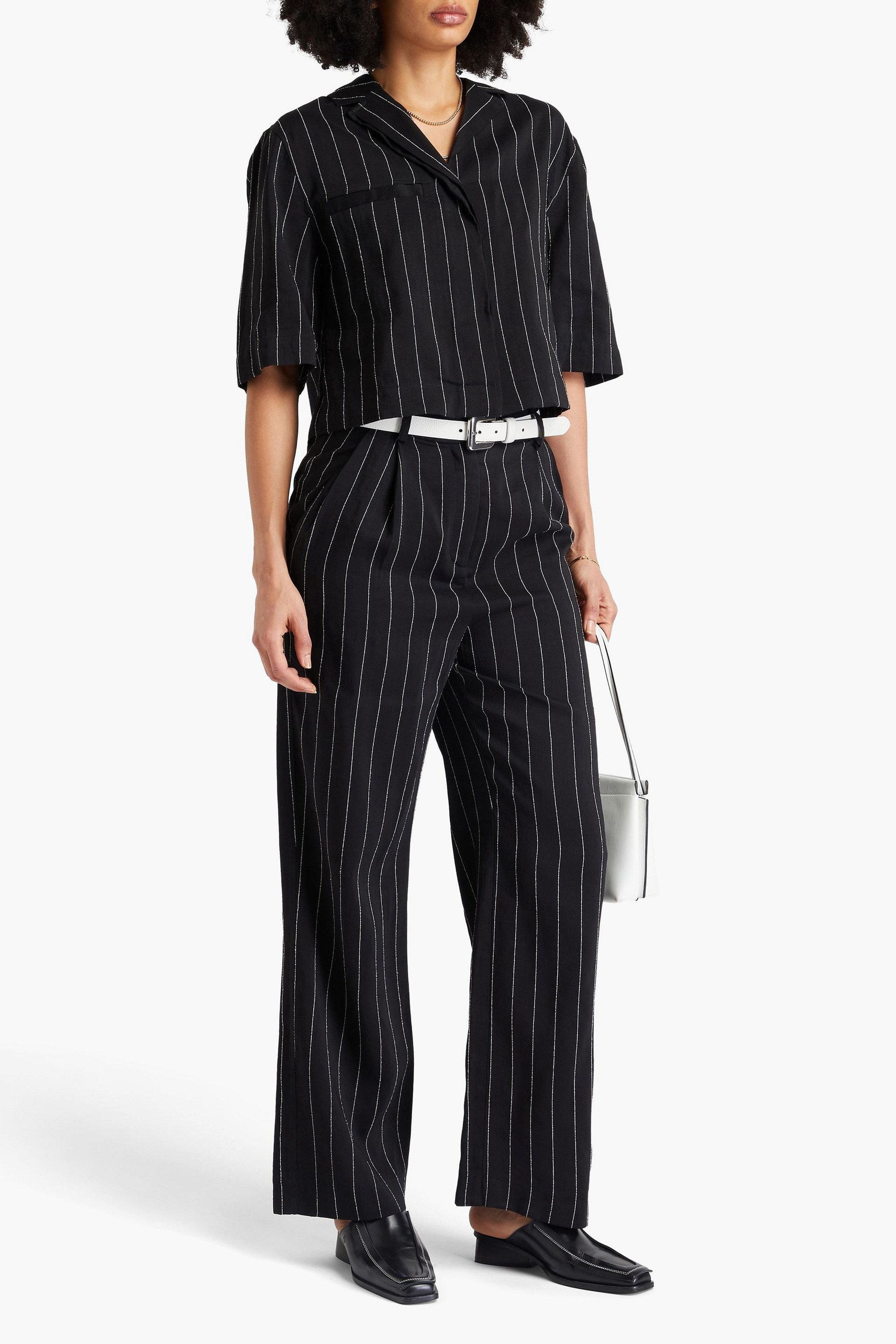 Loulou Studio Enyo pinstriped twill straight-leg pants