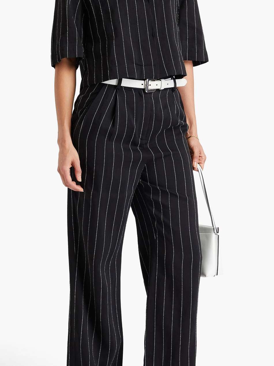 enyo pinstriped twill straight-leg pants