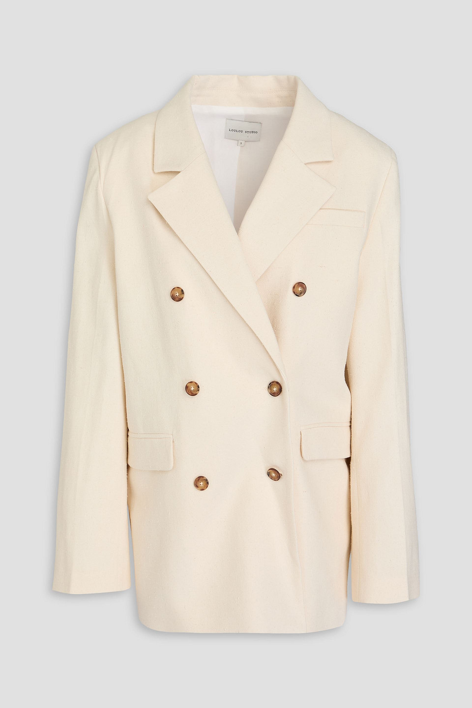 Loulou Studio Gora Doppelreihiger Blazer Aus Twill Aus Einer Baumwollmischung In Naturfarben