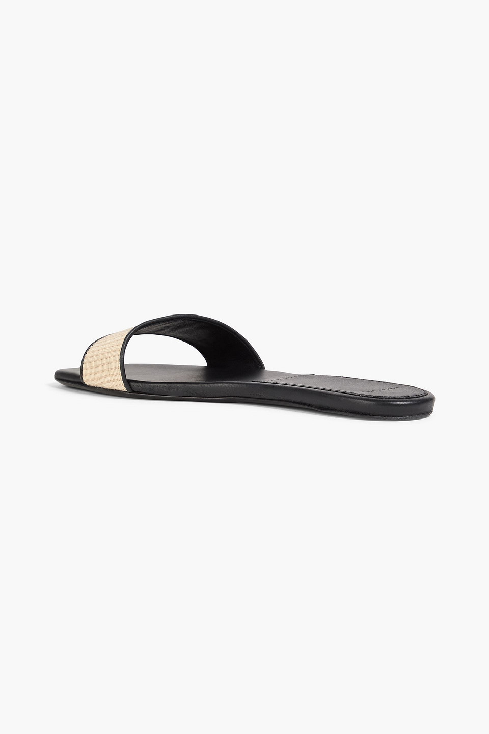 Shop Loulou Studio Hades Leather-trimmed Woven Slides In Beige
