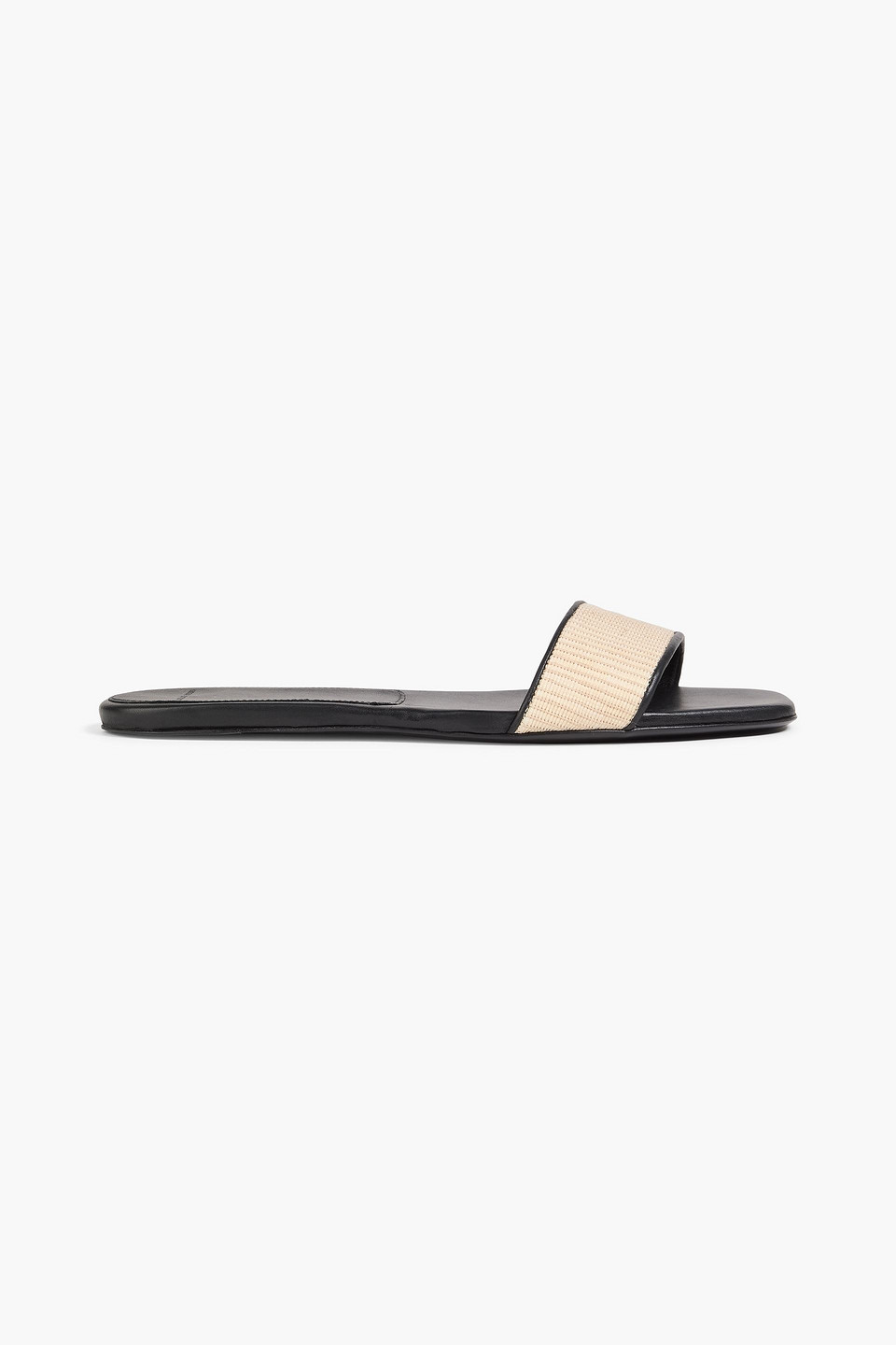 Hades leather-trimmed woven slides