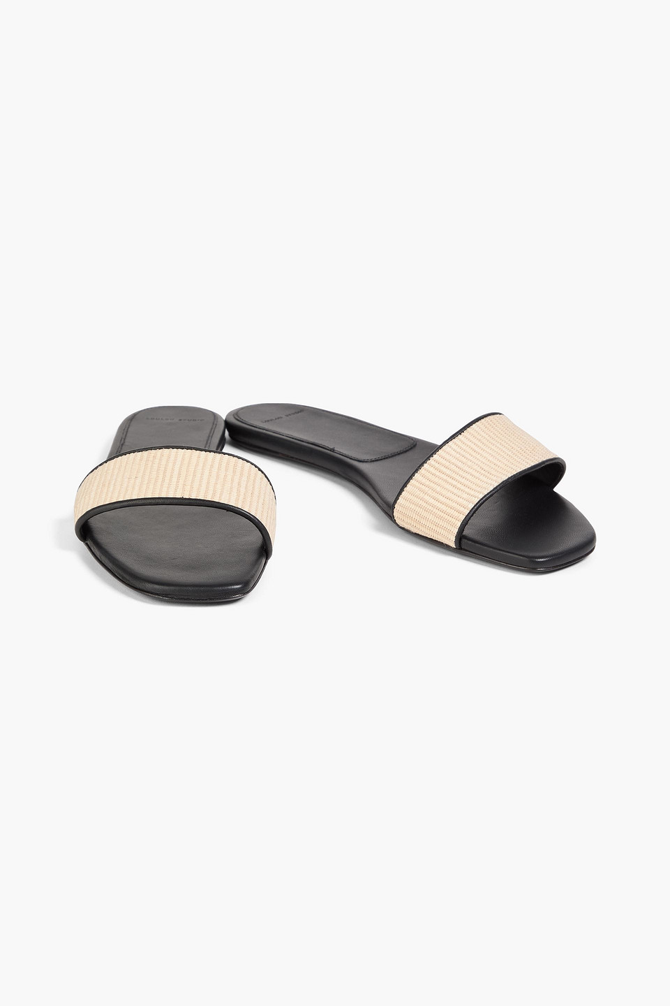 Shop Loulou Studio Hades Leather-trimmed Woven Slides In Beige