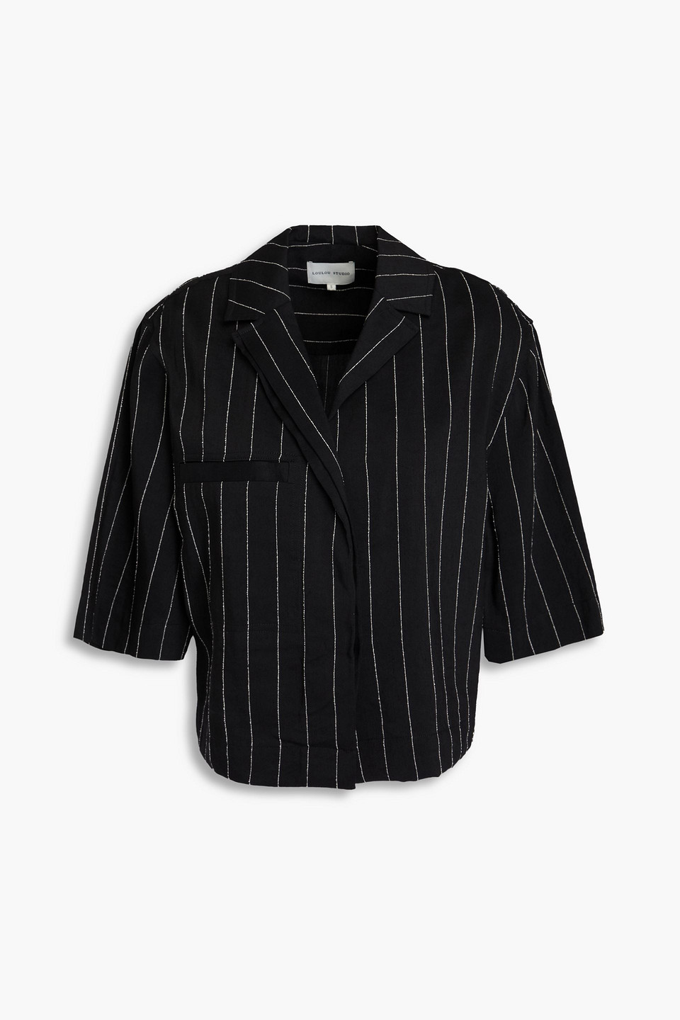 Loulou Studio Lago Hemd Aus Twill Mit Streifen In Schwarz