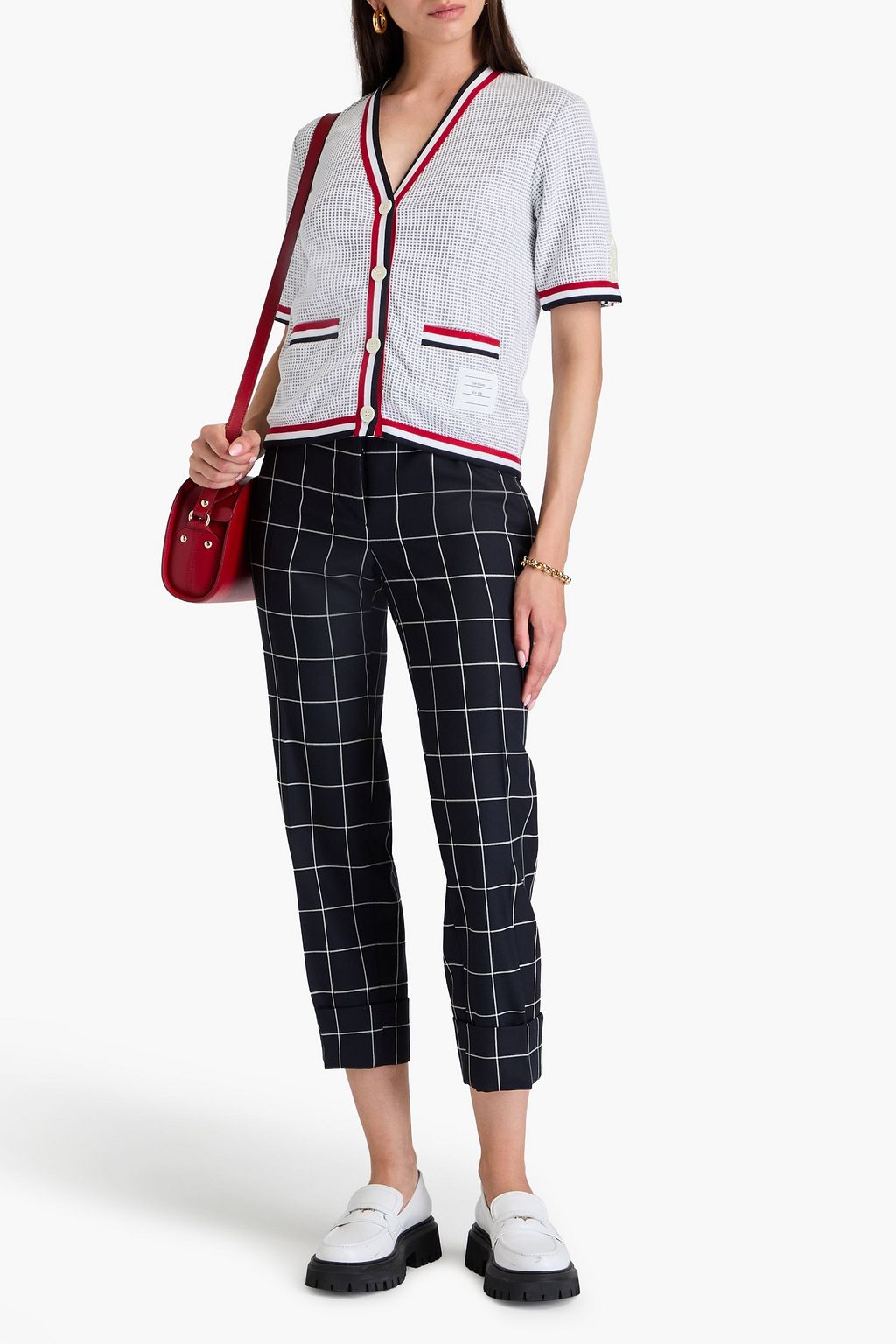 THOM BROWNE كارديغان من قطن بحبكة جاكار