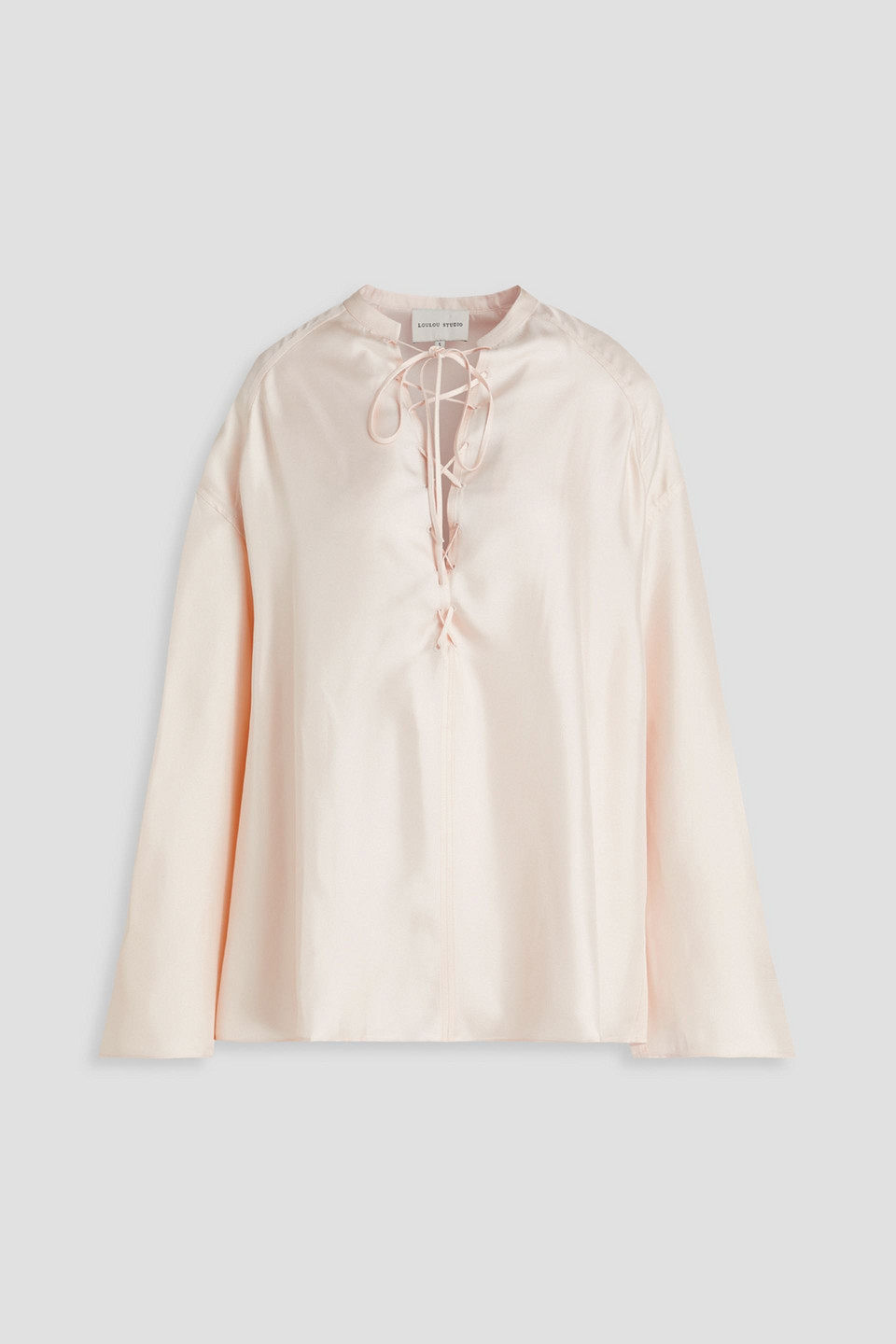 Loulou Studio - Lace-up silk-twill blouse - White - S