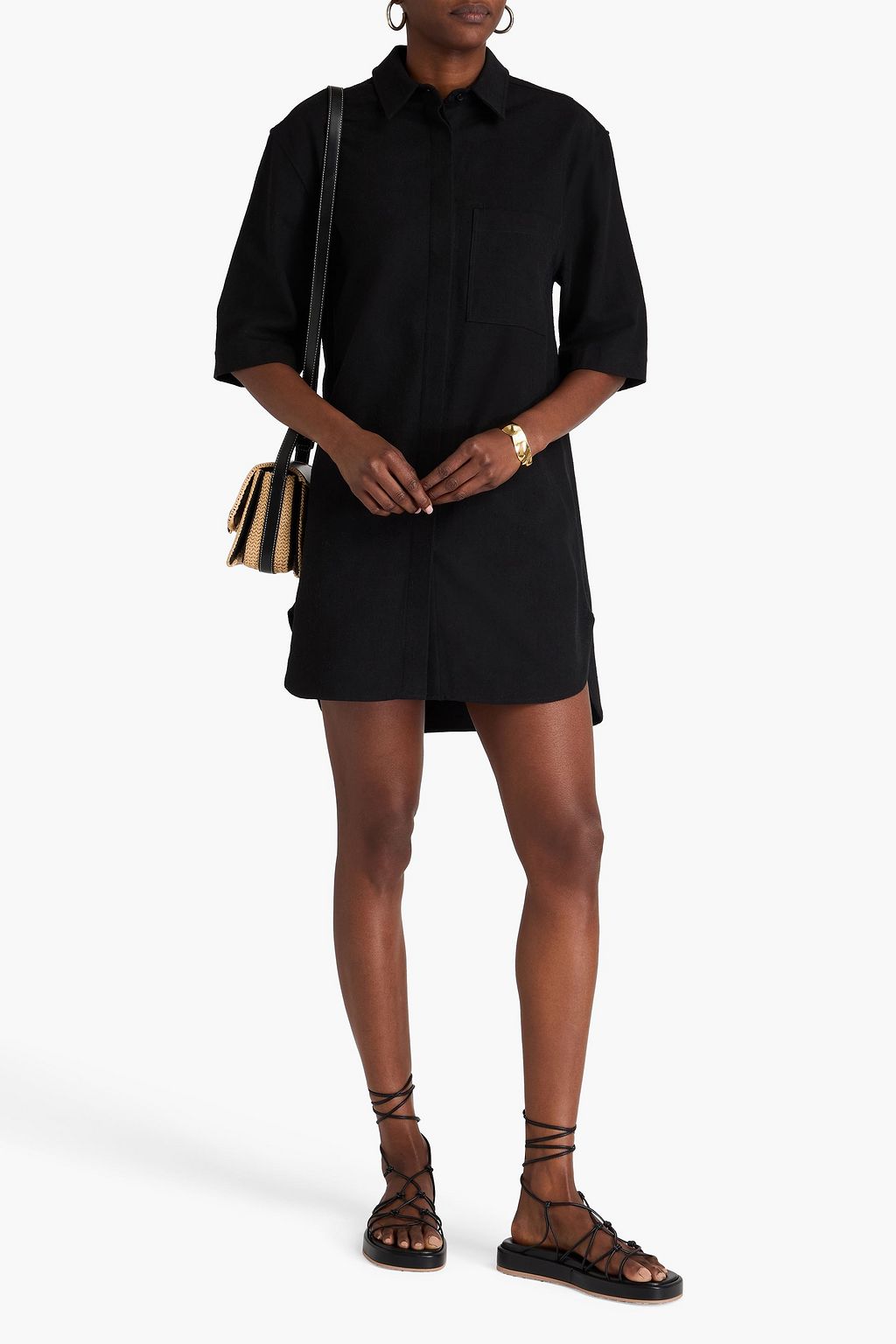 LOULOU STUDIO Basava Hemdkleid in Minilänge aus Twill aus einer Baumwollmischung