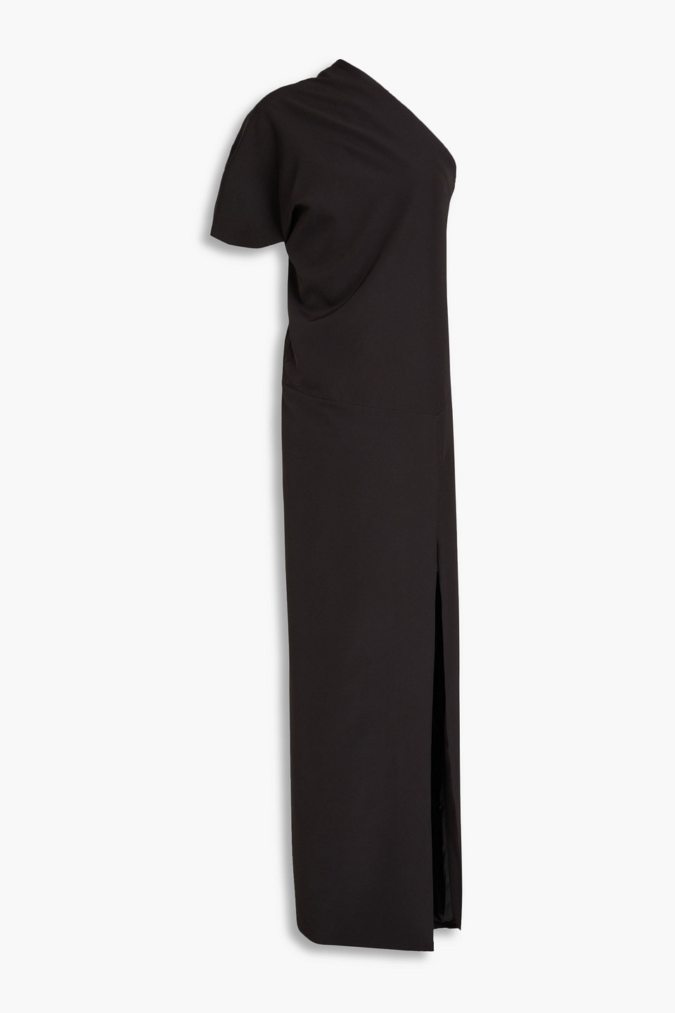 Rhea Costa One-shoulder Crepe Gown In Black