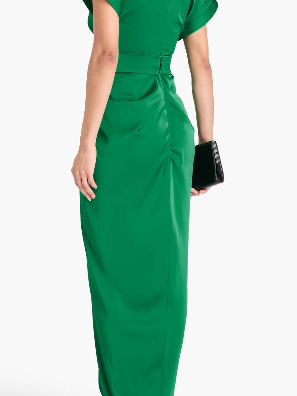 jaya belted draped satin maxi dress