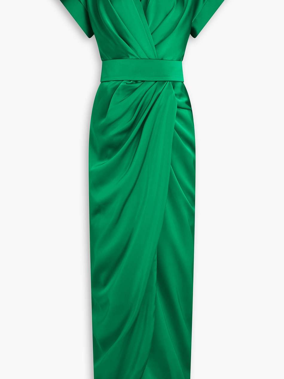 jaya belted draped satin maxi dress