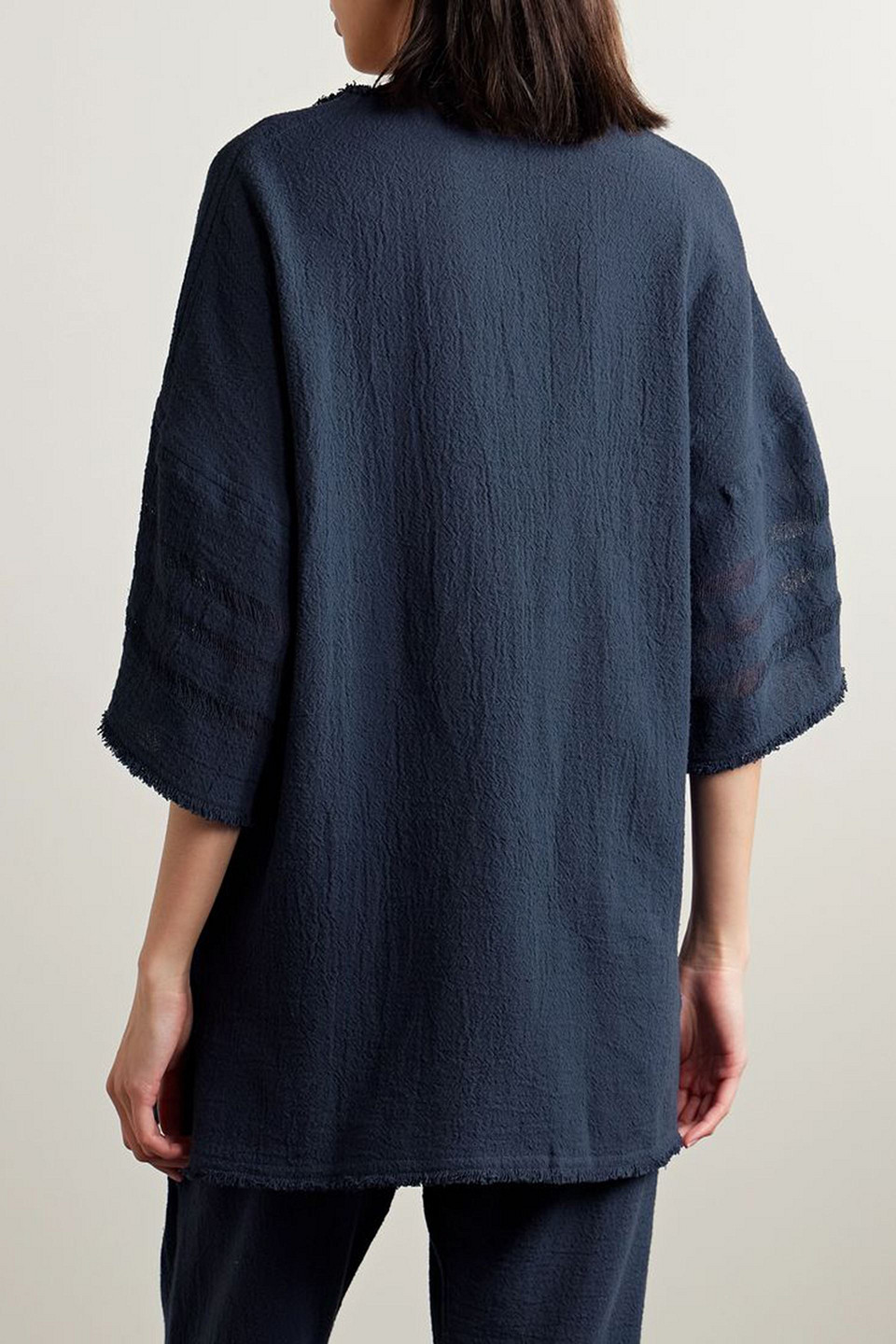 CARAVANA EKAB OVERSIZED FRAYED COTTON-GAUZE TUNIC