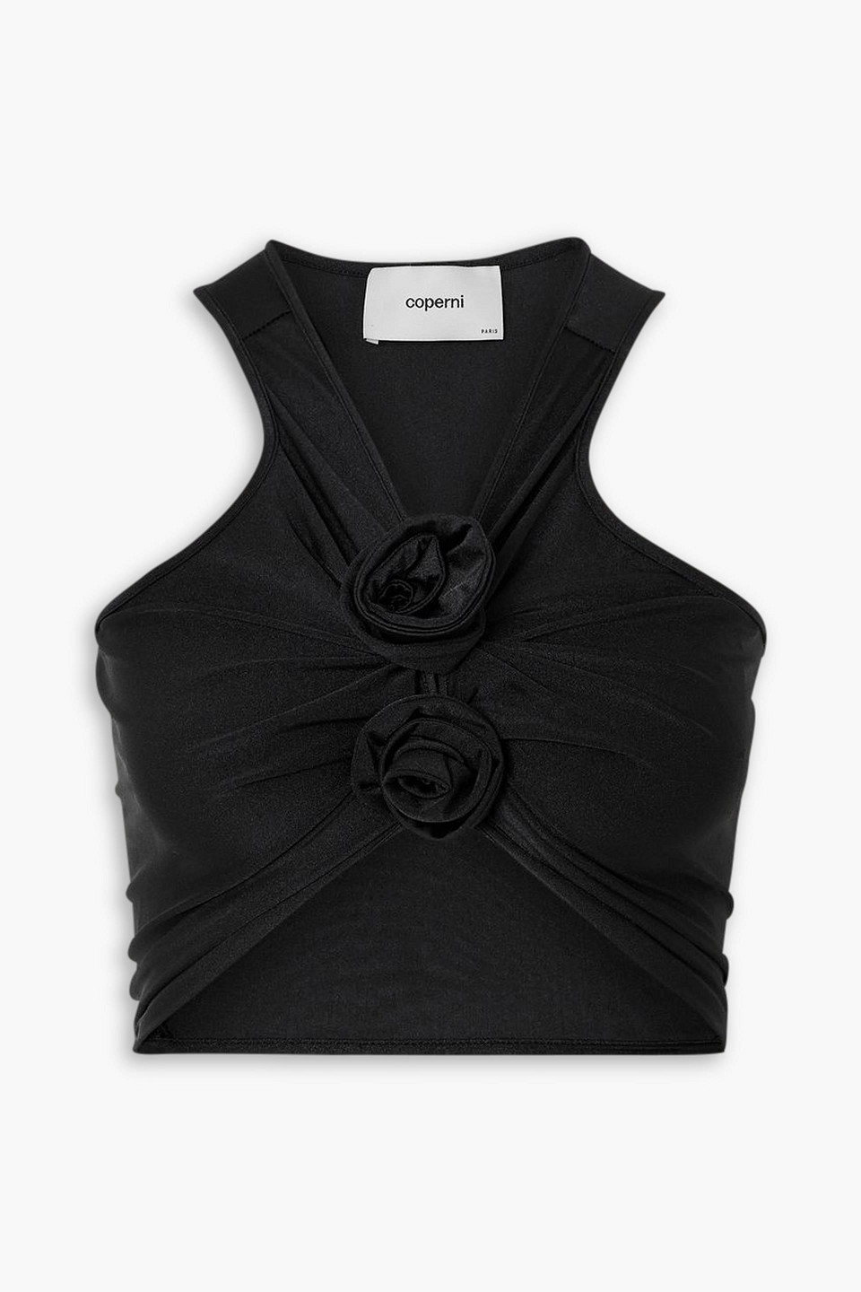 Coperni Flower-motif Stretch-jersey Top In Schwarz