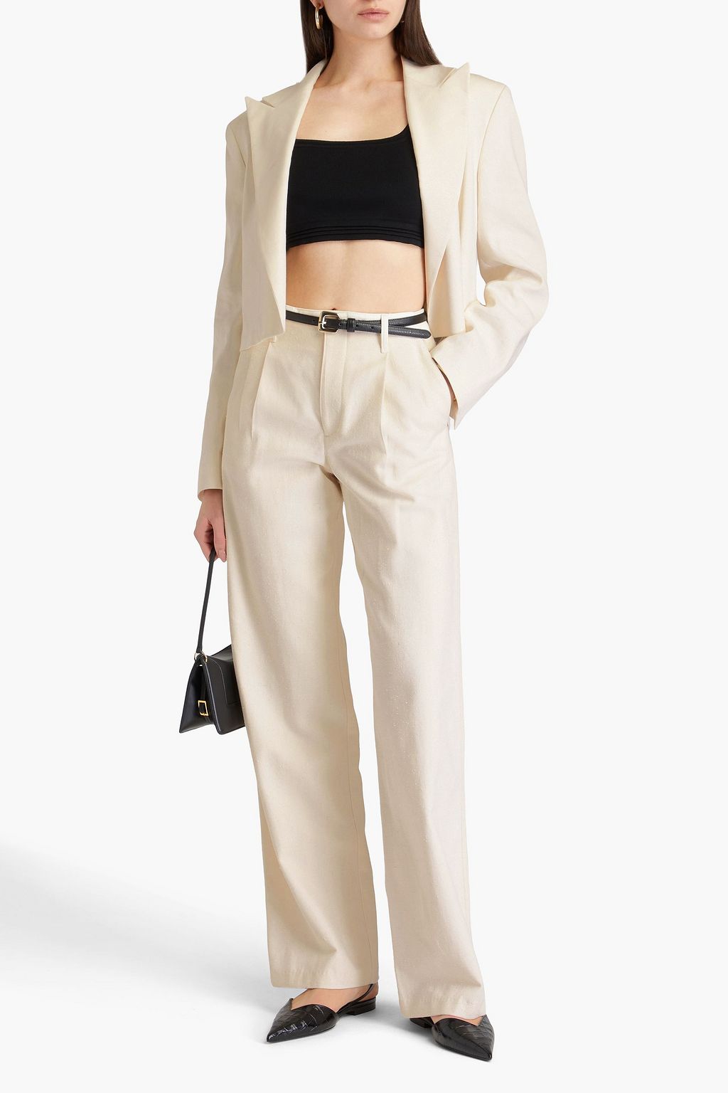 LOULOU STUDIO Jiva pleated cotton-blend twill straight-leg pants