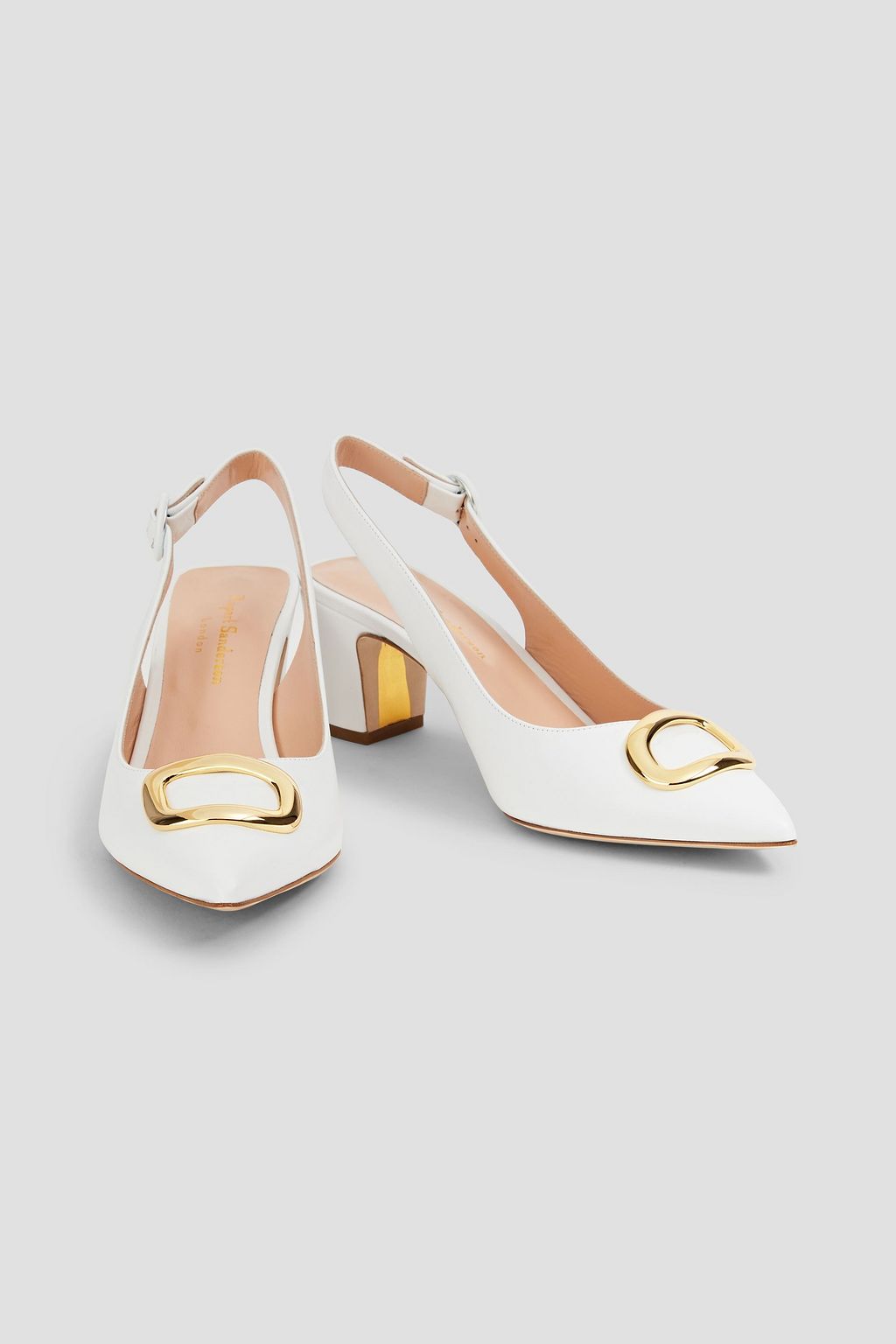 RUPERT SANDERSON Marina embellished leather slingback pumps