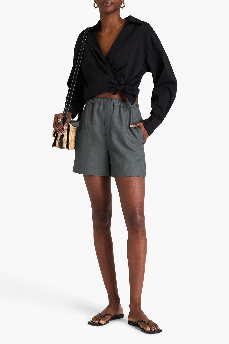 Shop Loulou Studio Seto Twill Shorts In Anthrazit